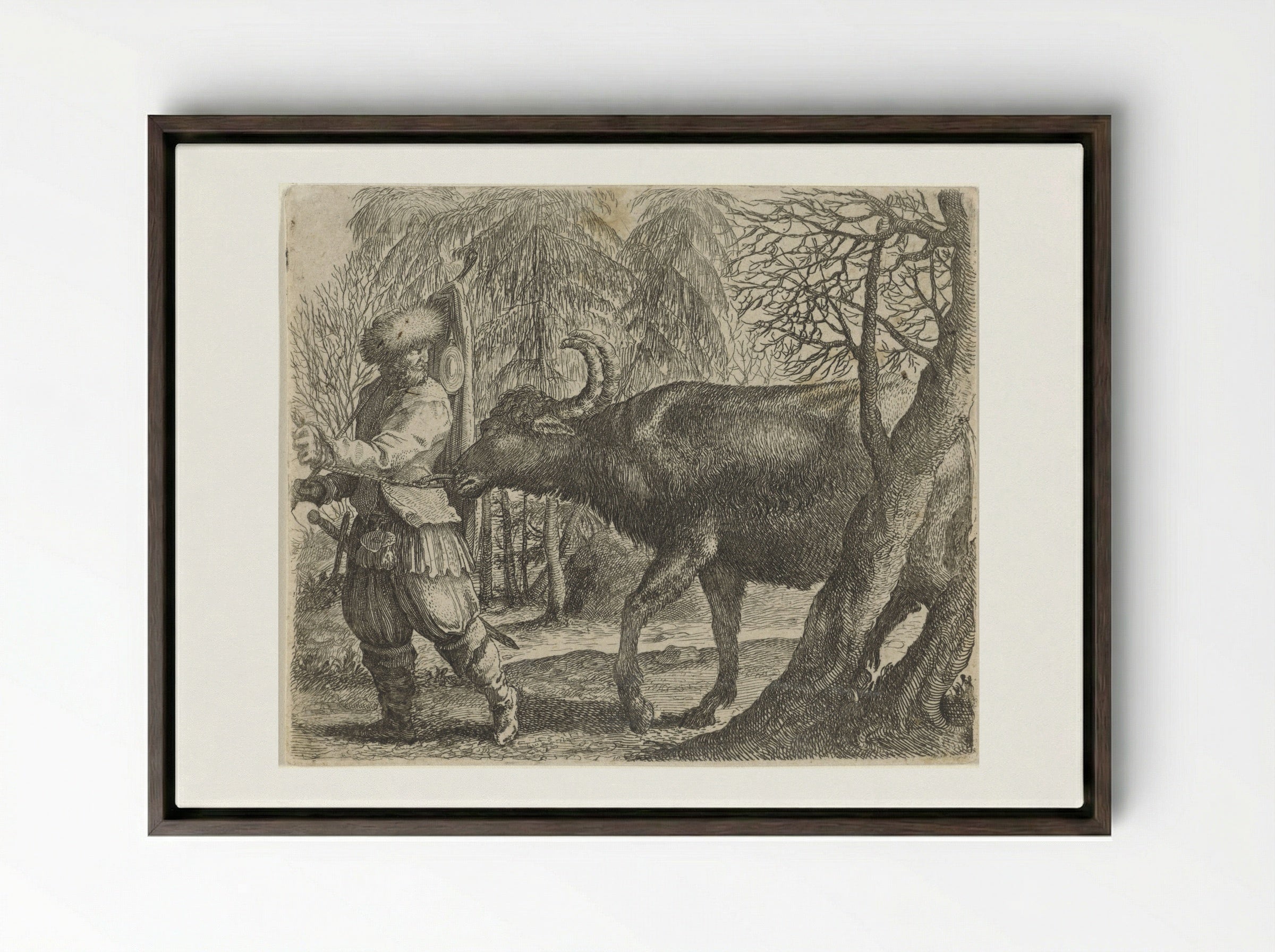 Fabel van de buffel en de boer - Aegidius Sadeler (II) - Framed Canvas Dark Wood