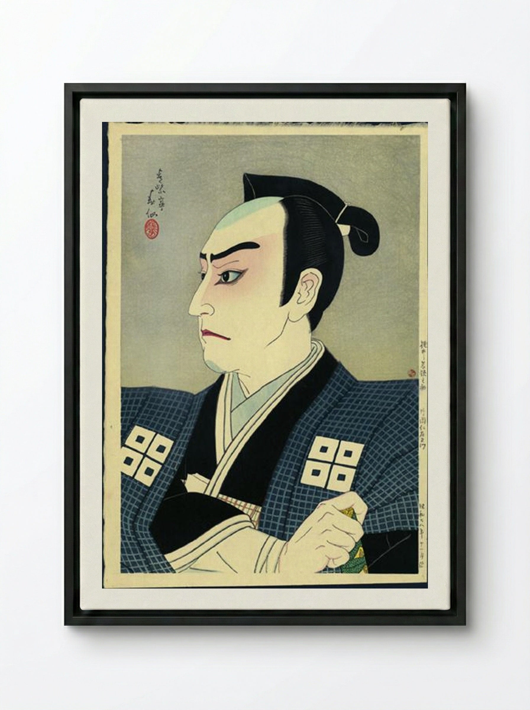 Kitaoka Nizaemon as Wakasanosuke in Chushingura - Natori Shunsen - Framed Canvas Black