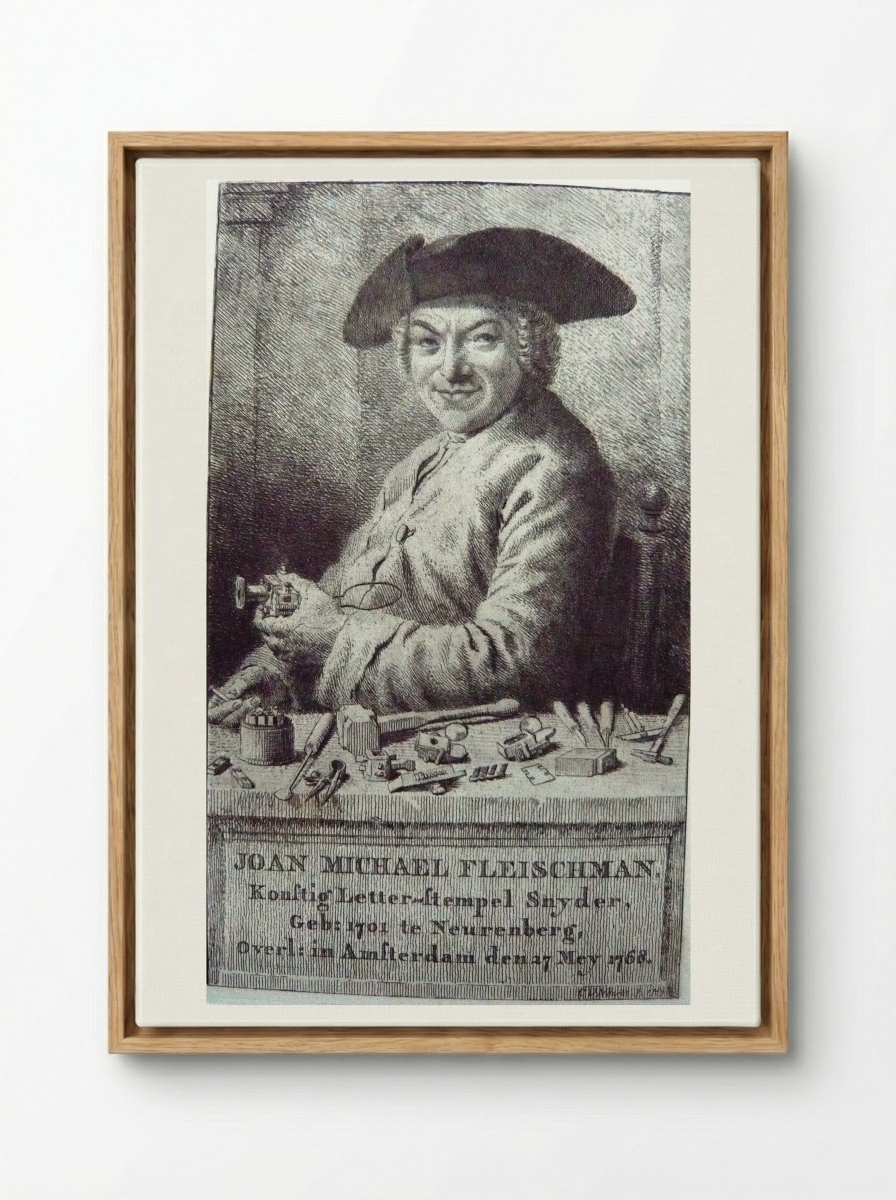 Portrait of Joan Michael Fleischman - Cornelis van Noorde - Framed Canvas Wood