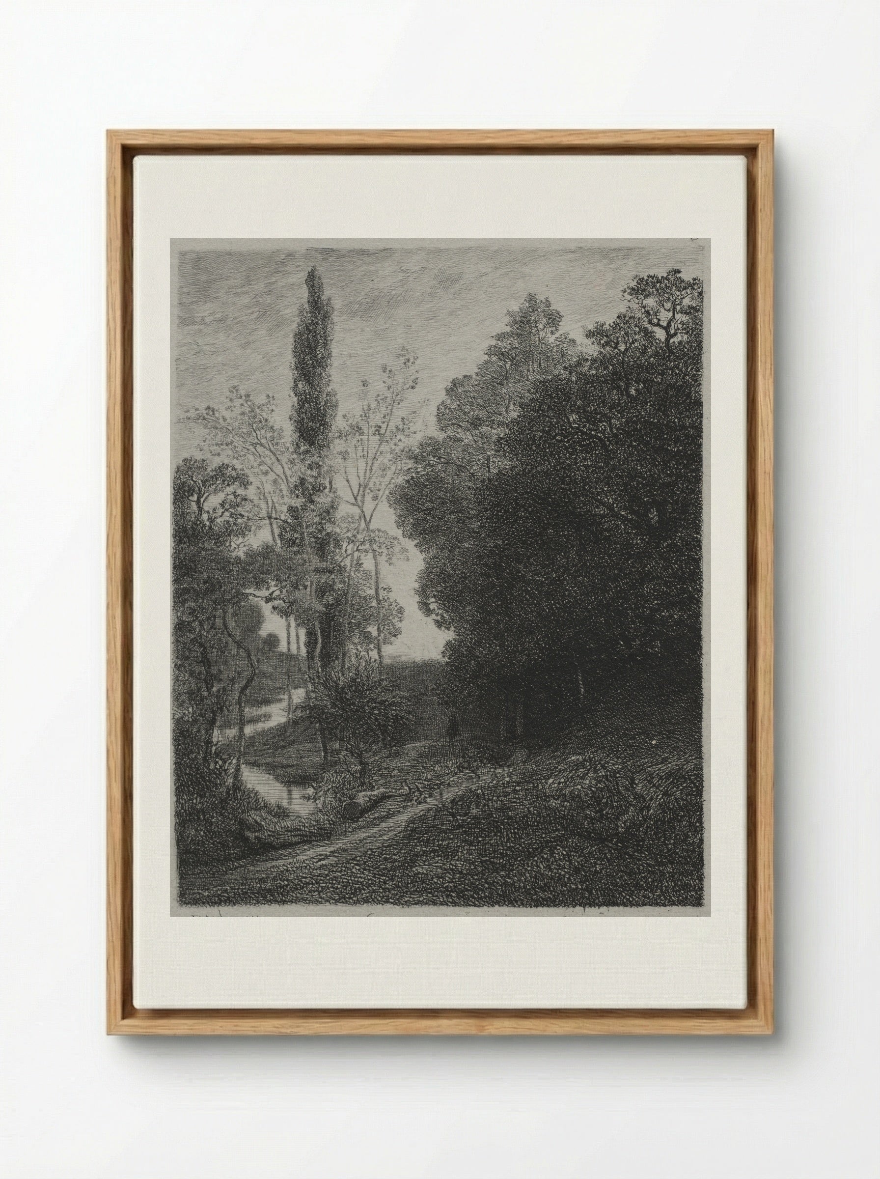The Banks of the River - Charles-Francois Daubigny - Framed Canvas Wood