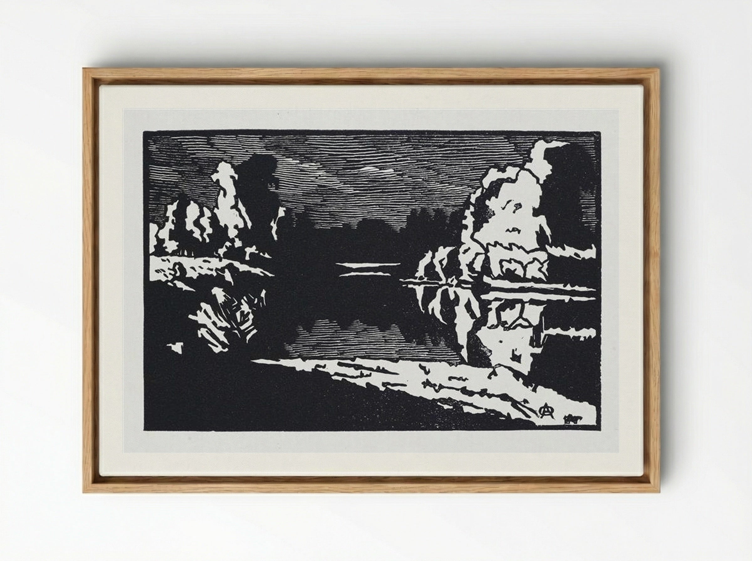 Moonlit Night Landscape - Anna Ostroumova-Lebedeva - Framed Canvas Wood