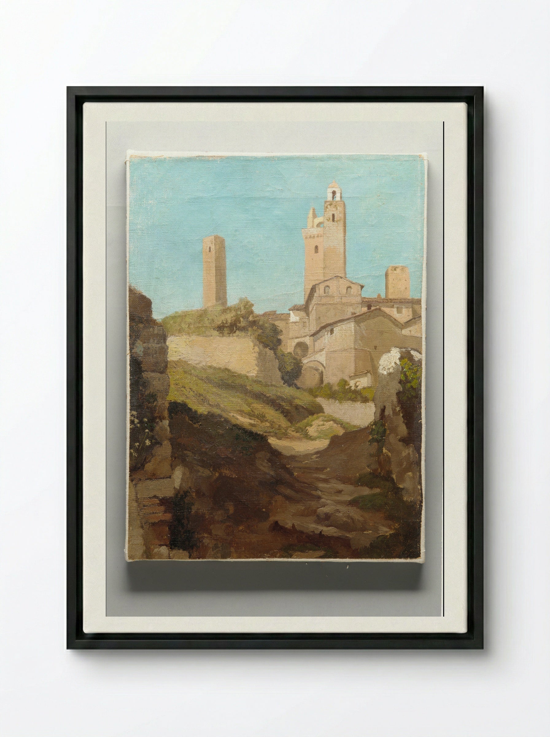 San Gimignano - Elihu Vedder - Framed Canvas Black