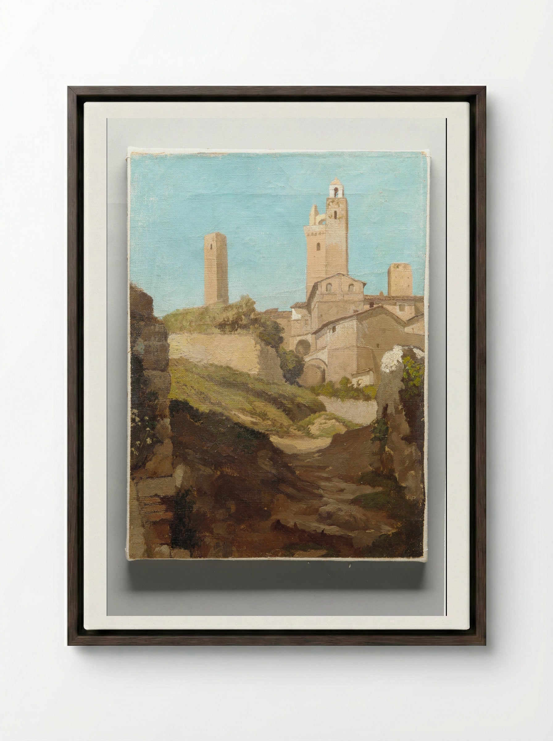 San Gimignano - Elihu Vedder - Framed Canvas Dark Wood