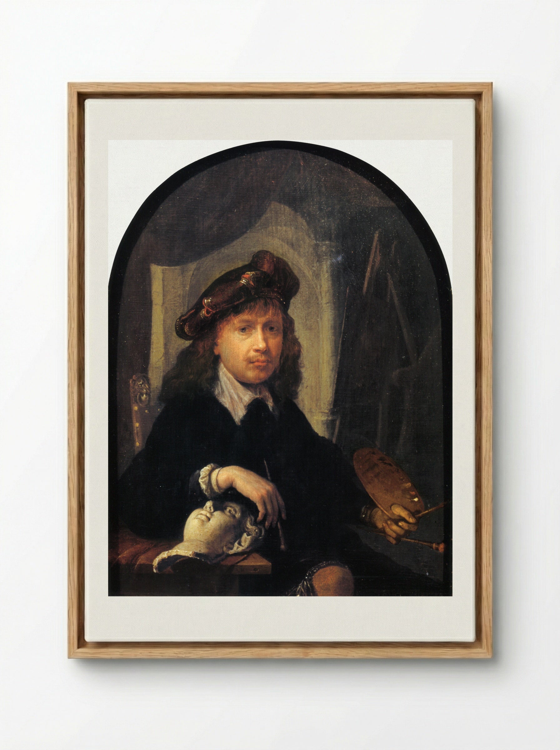 Self-Portrait - Gerrit Dou - Framed Canvas Wood