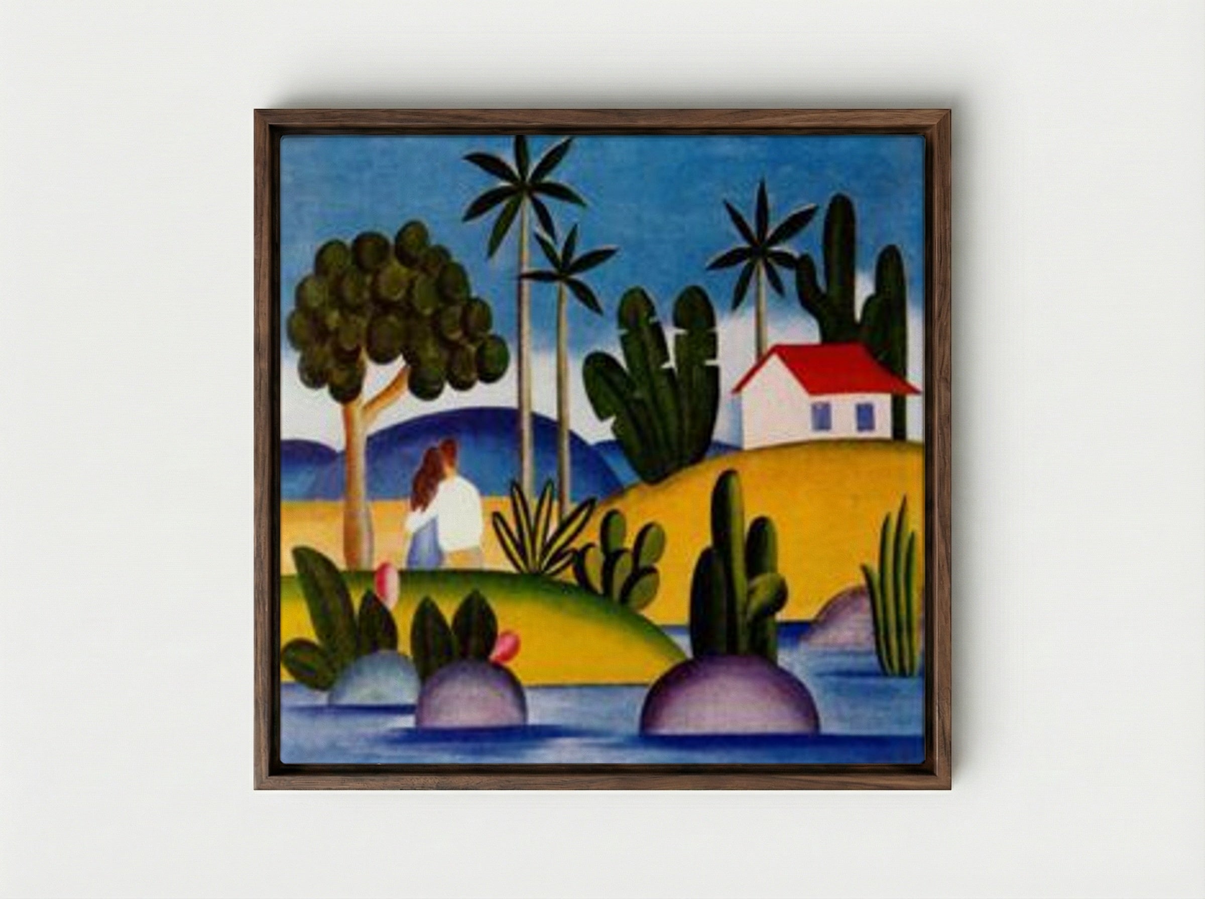 Idílio - Tarsila do Amaral - Framed Canvas Dark Wood