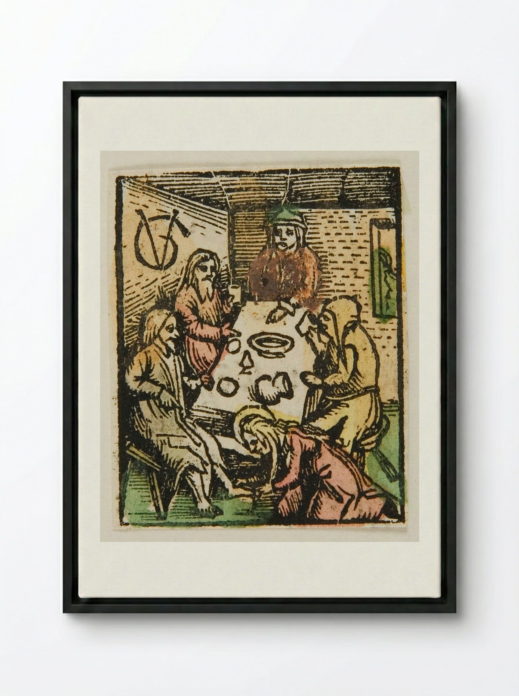Mary Magdalene Washing the Feet of Christ - Urs Graf - Framed Canvas Black