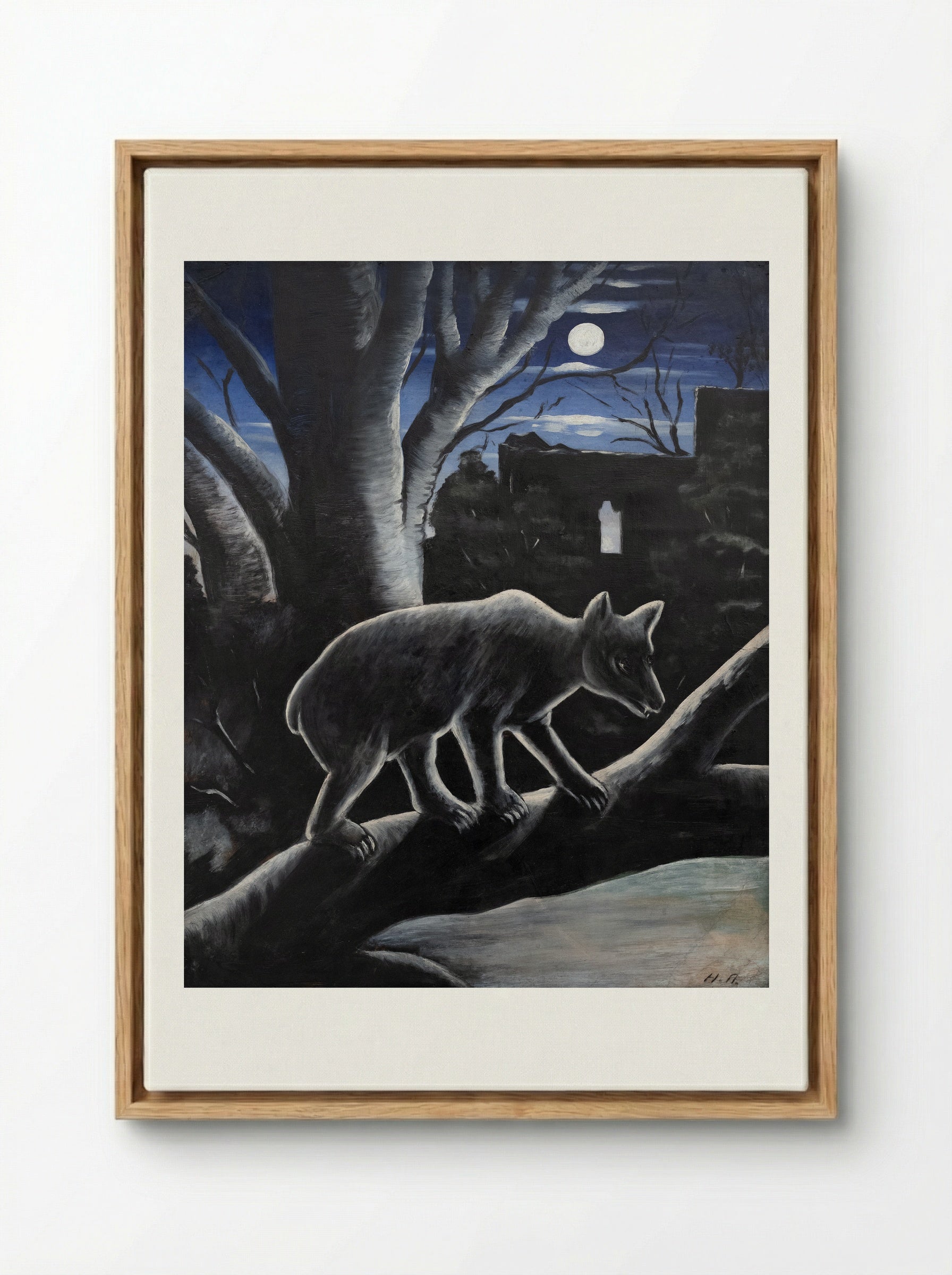 A Bear in a Moon Night - Niko Pirosmani - Framed Canvas Wood