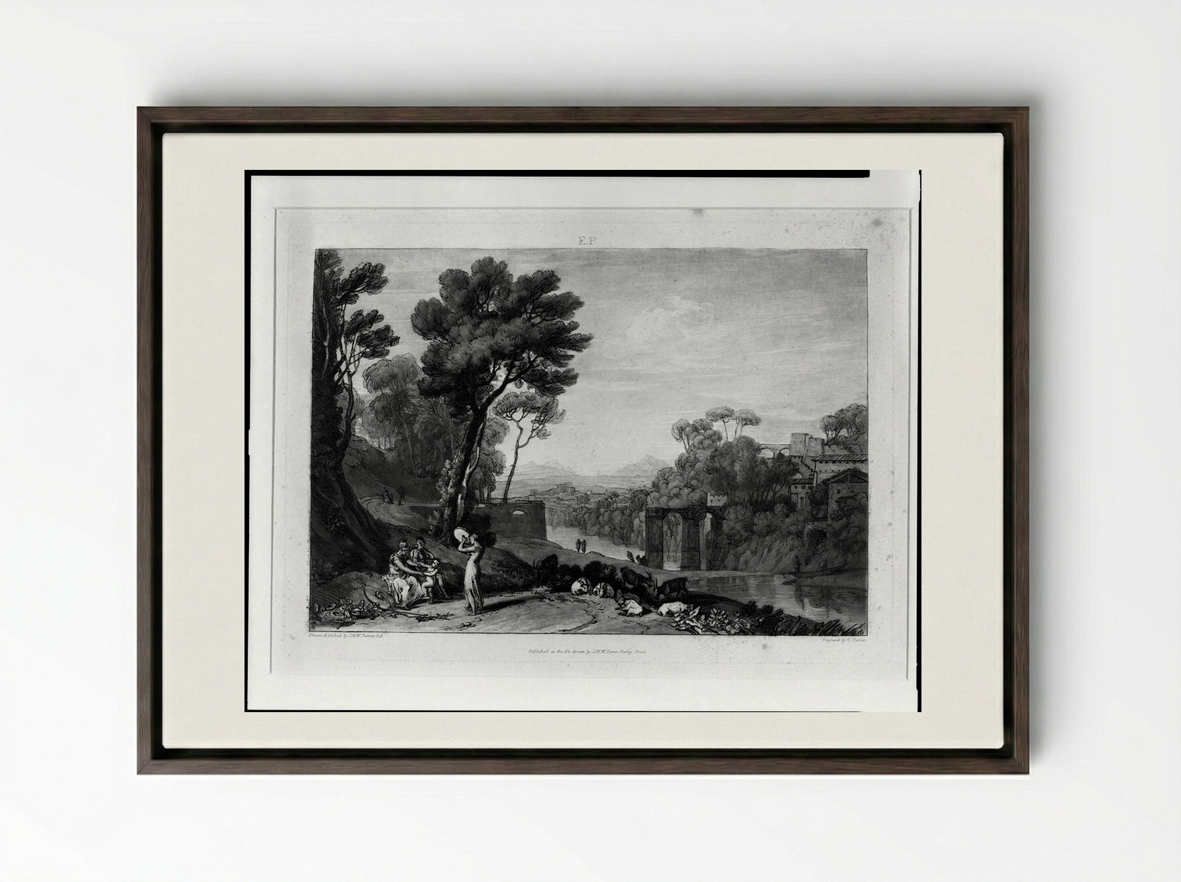 Woman with a Tambourine - Charles Turner - Framed Canvas Dark Wood