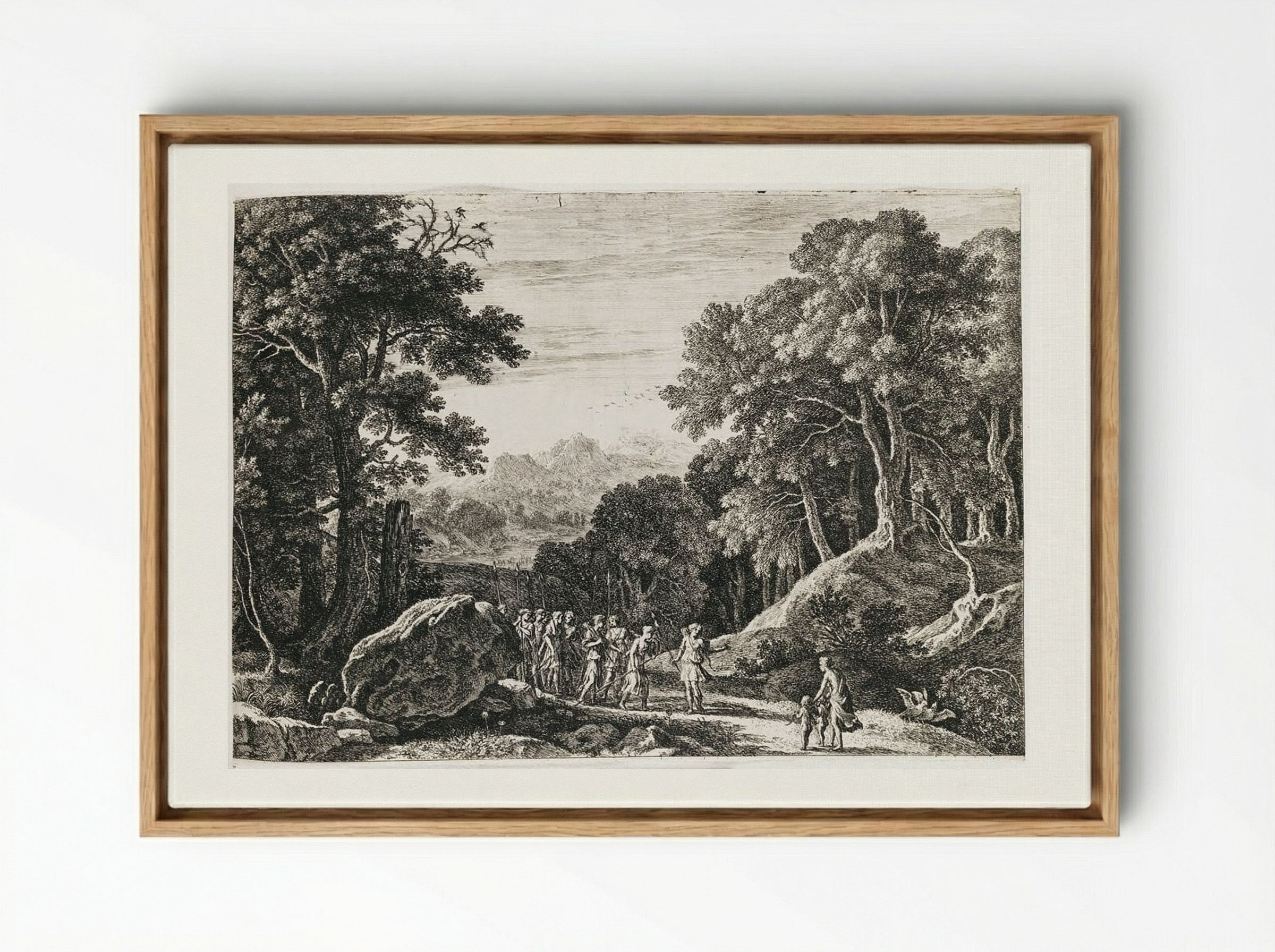 Venus Offering Diana a Choice Between Cupid and Adonis - Herman van Swanevelt - Framed Canvas Wood