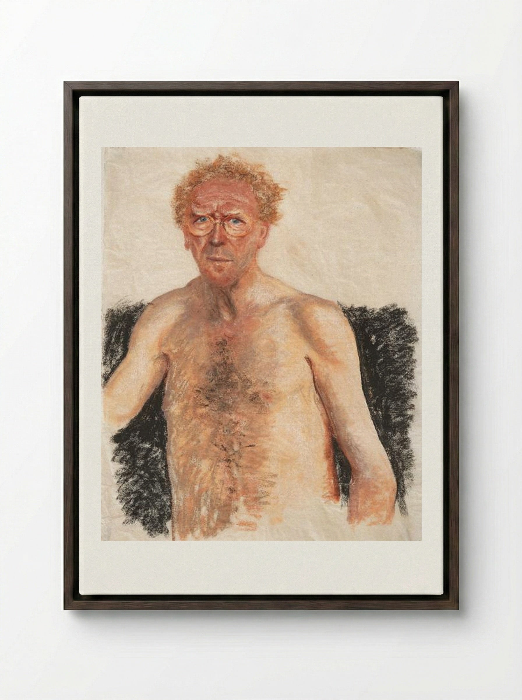 Self-Portrait Nude Torso - Avigdor Arikha - Framed Canvas Dark Wood
