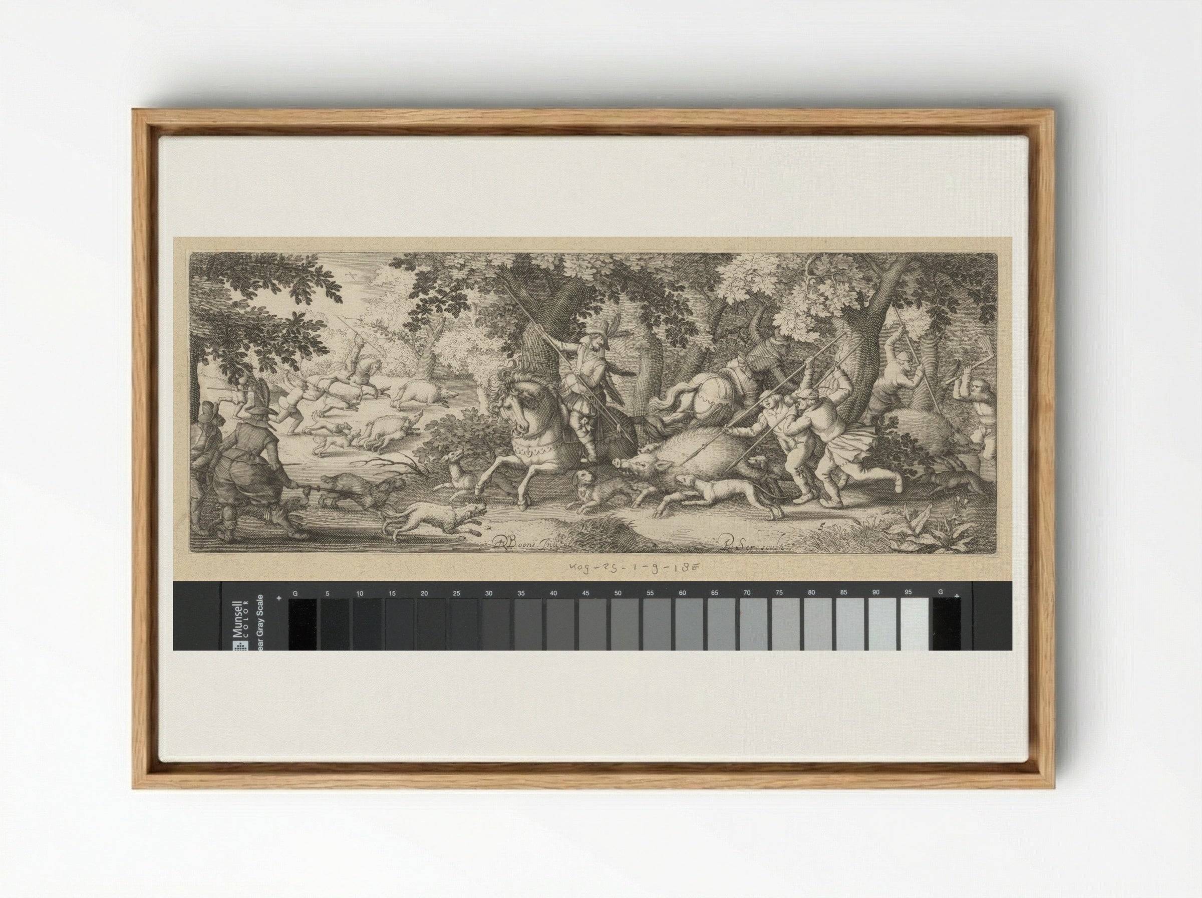 Zwijnenjacht (Boar Hunt) - Claes Jansz. Visscher (II) - Framed Canvas Wood