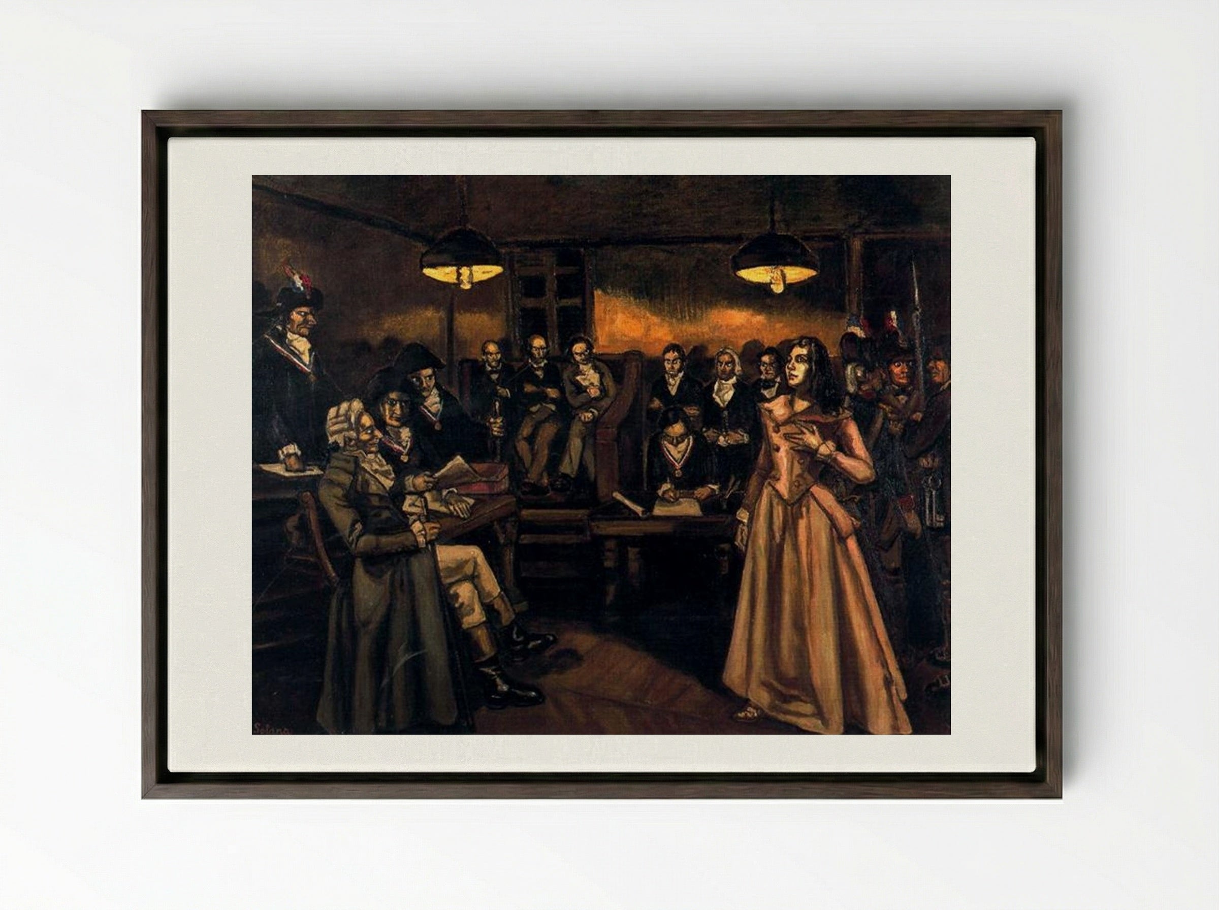 The Trial of Madame Roland - José Gutiérrez Solana - Framed Canvas Dark Wood