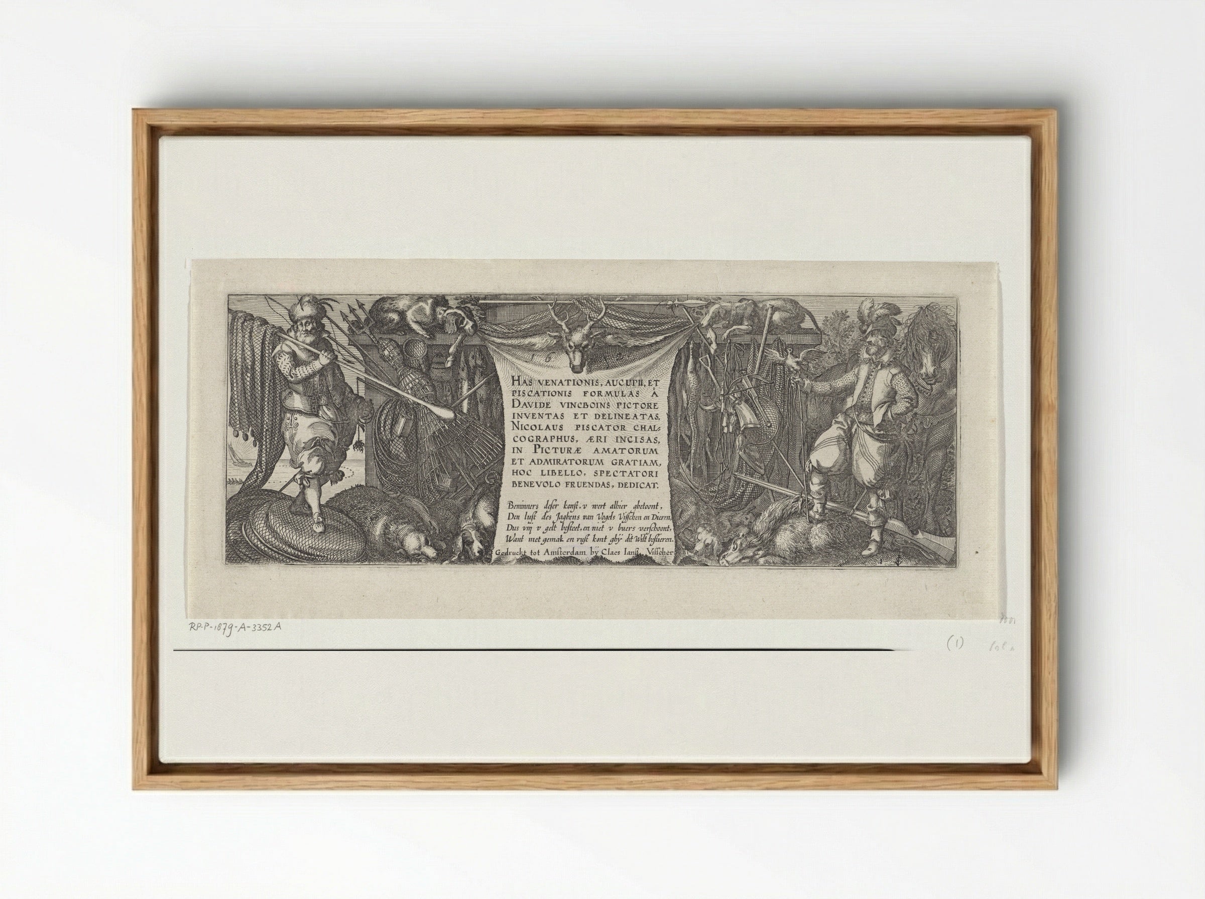 Title Print for a Series of Hunting Scenes - Claes Jansz. Visscher (II) - Framed Canvas Wood