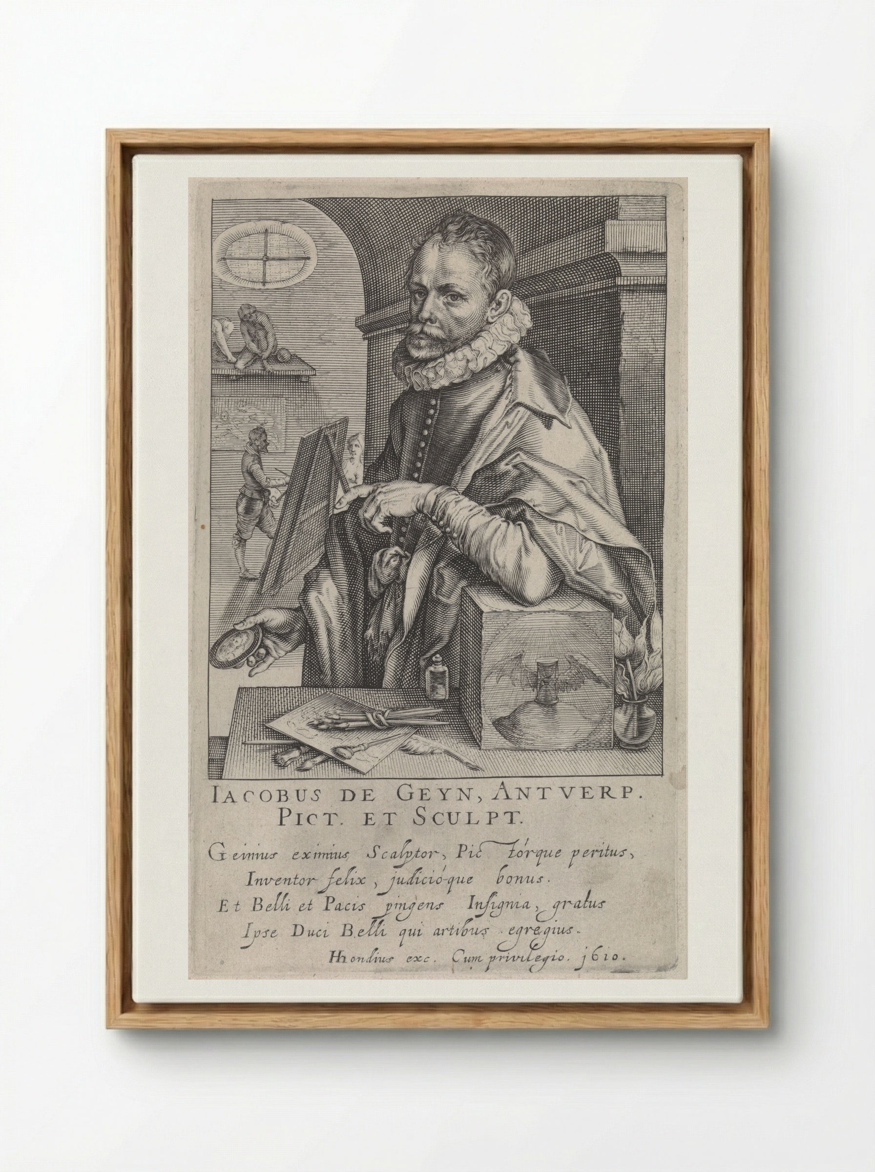 Portrait of Jacques de Gheyn II - Jacques de Gheyn II - Framed Canvas Wood