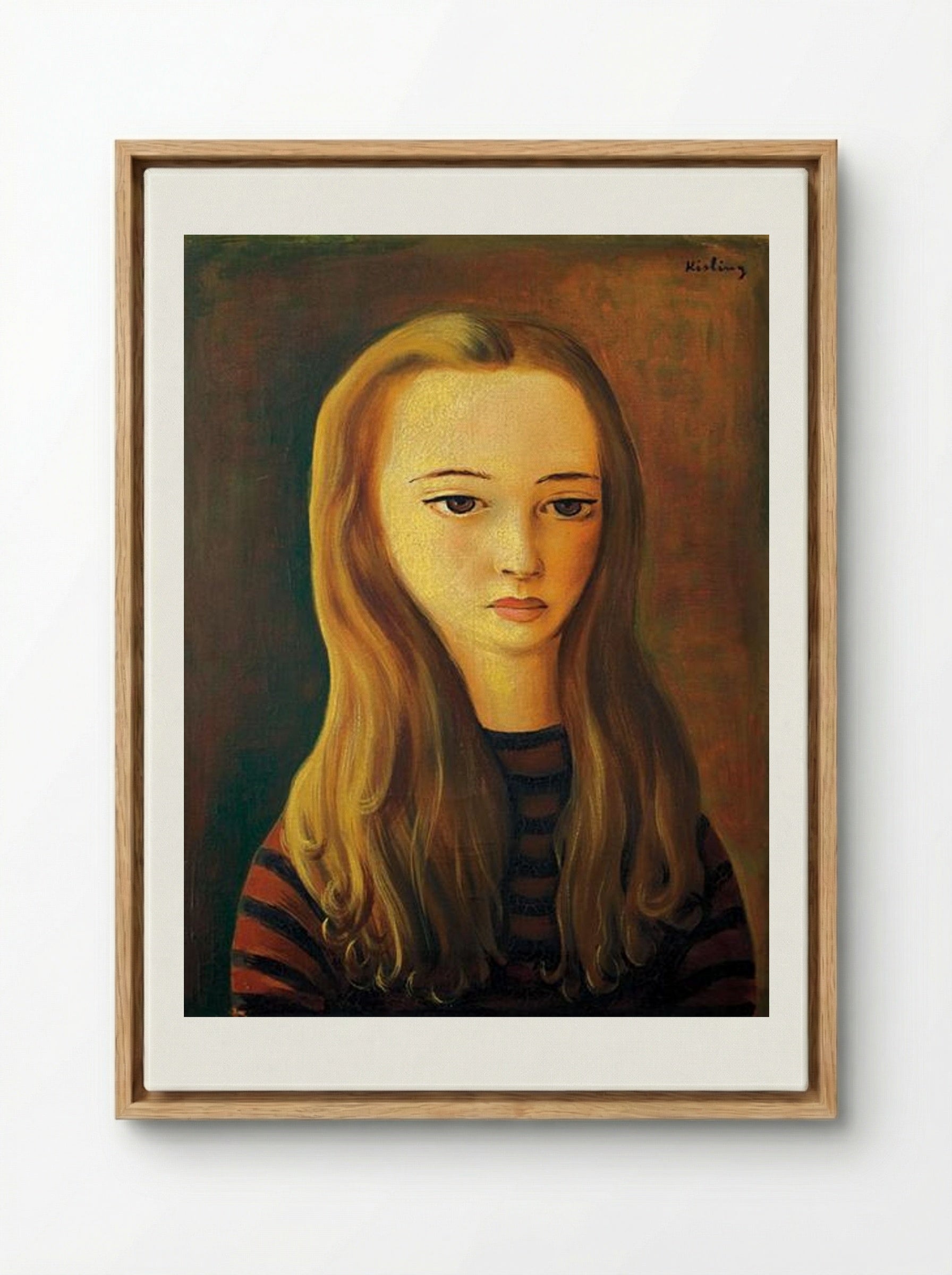 Young Girl with Long Hair - Moïse Kisling - Framed Canvas Wood