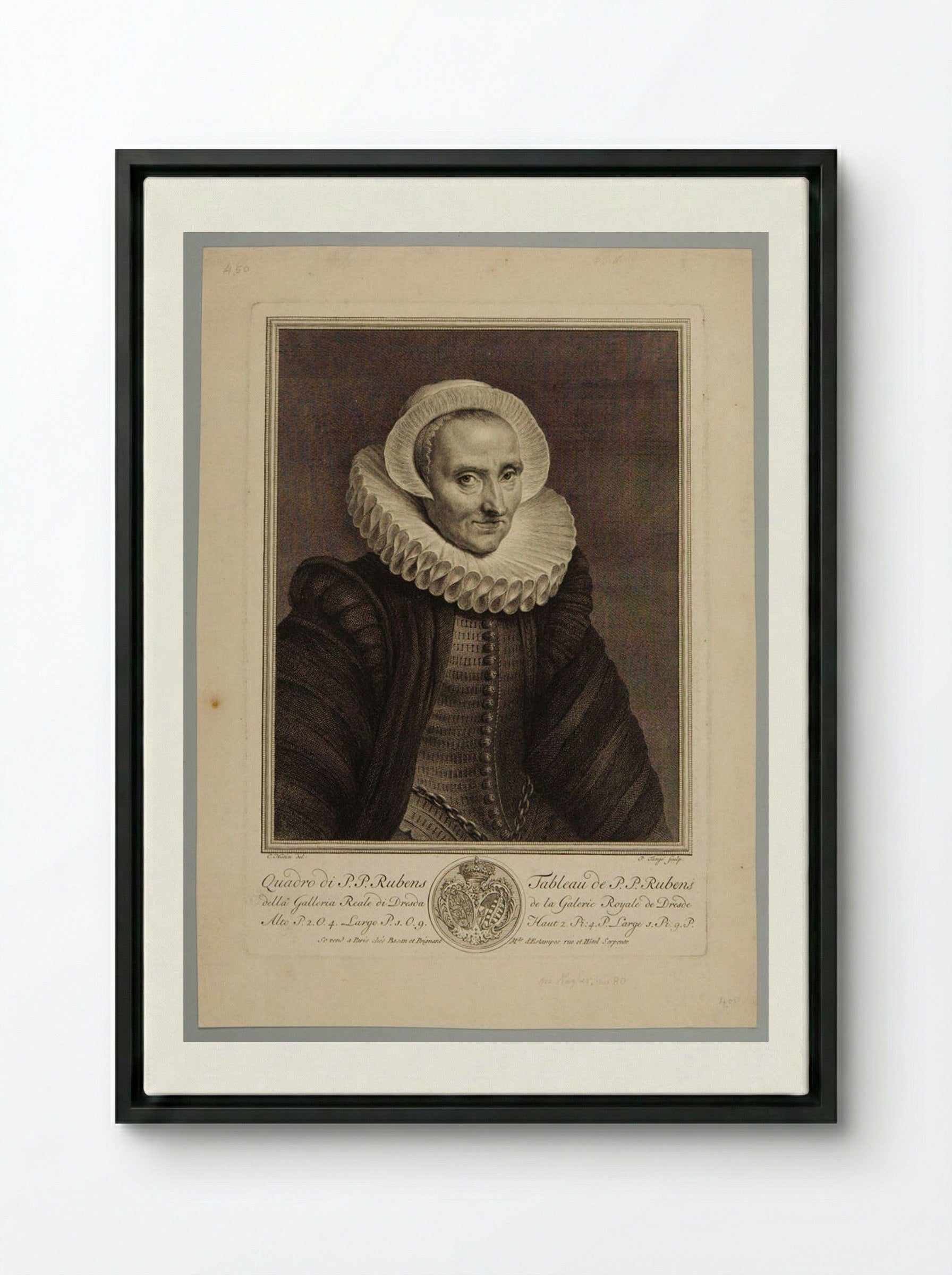 A Woman (After Peter Paul Rubens) - Pieter Tanjé - Framed Canvas Black