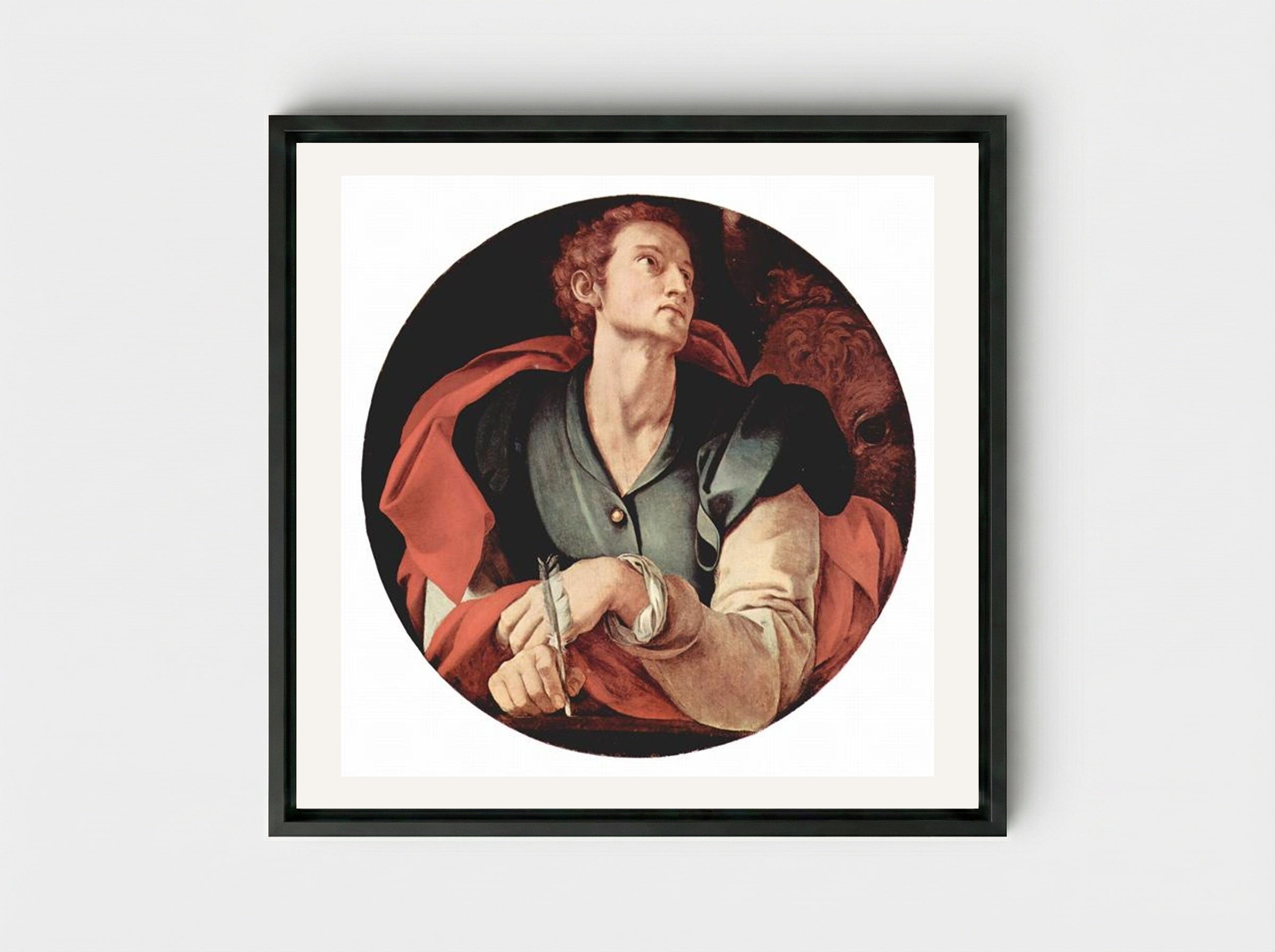 Four Evangelists: Saint Luke - Jacopo Pontormo - Framed Canvas Black