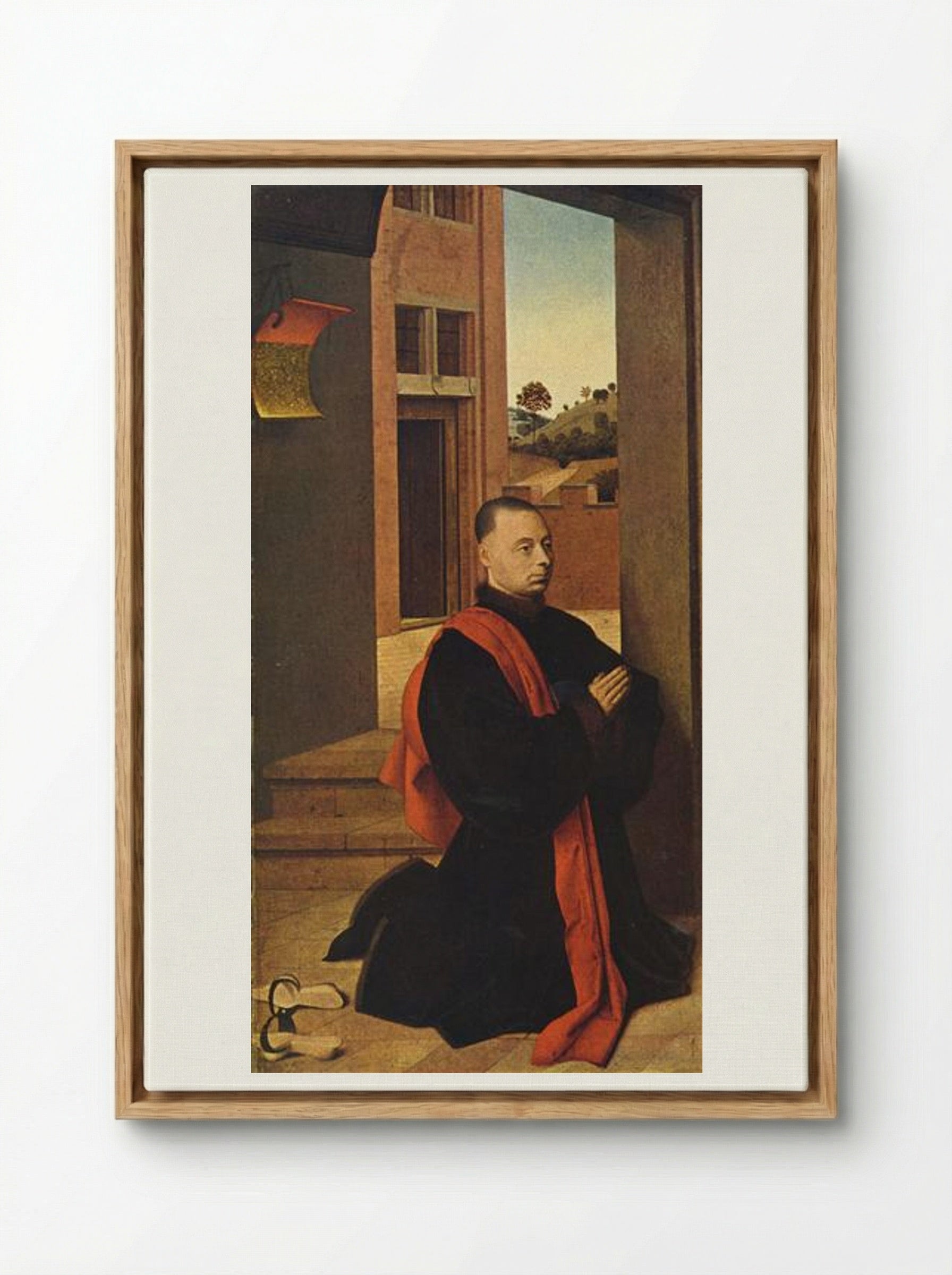 Kneeling male donor - Petrus Christus - Framed Canvas Wood