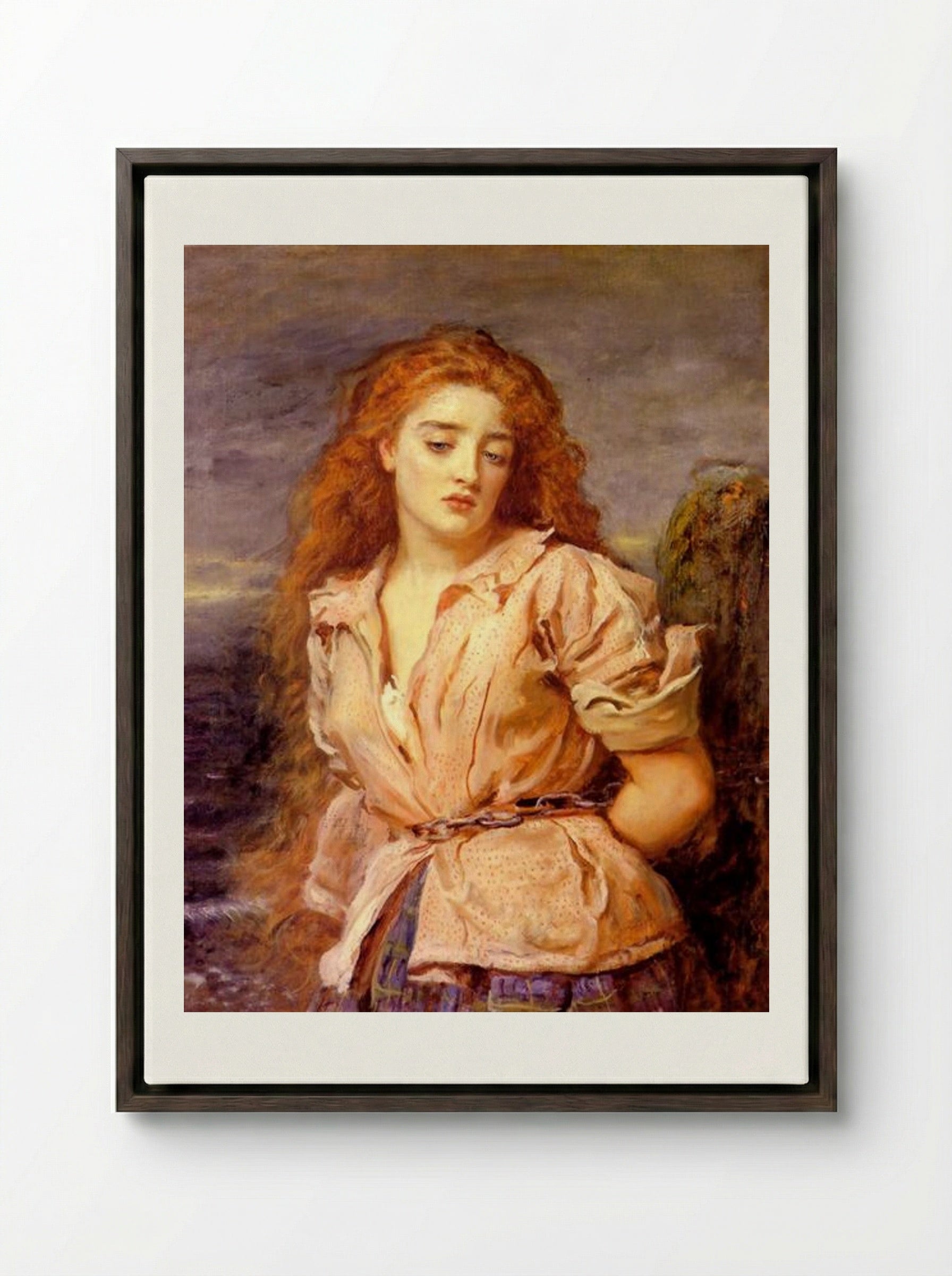 The Martyr of the Solway - John Everett Millais - Framed Canvas Dark Wood