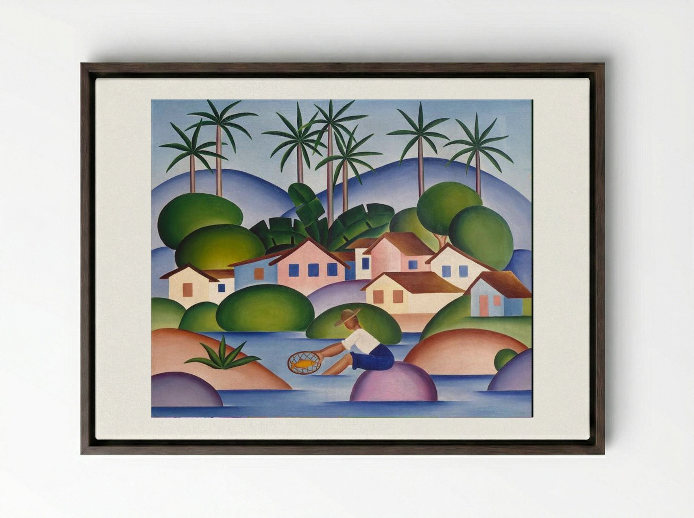 An Angler - Tarsila do Amaral - Framed Canvas Dark Wood