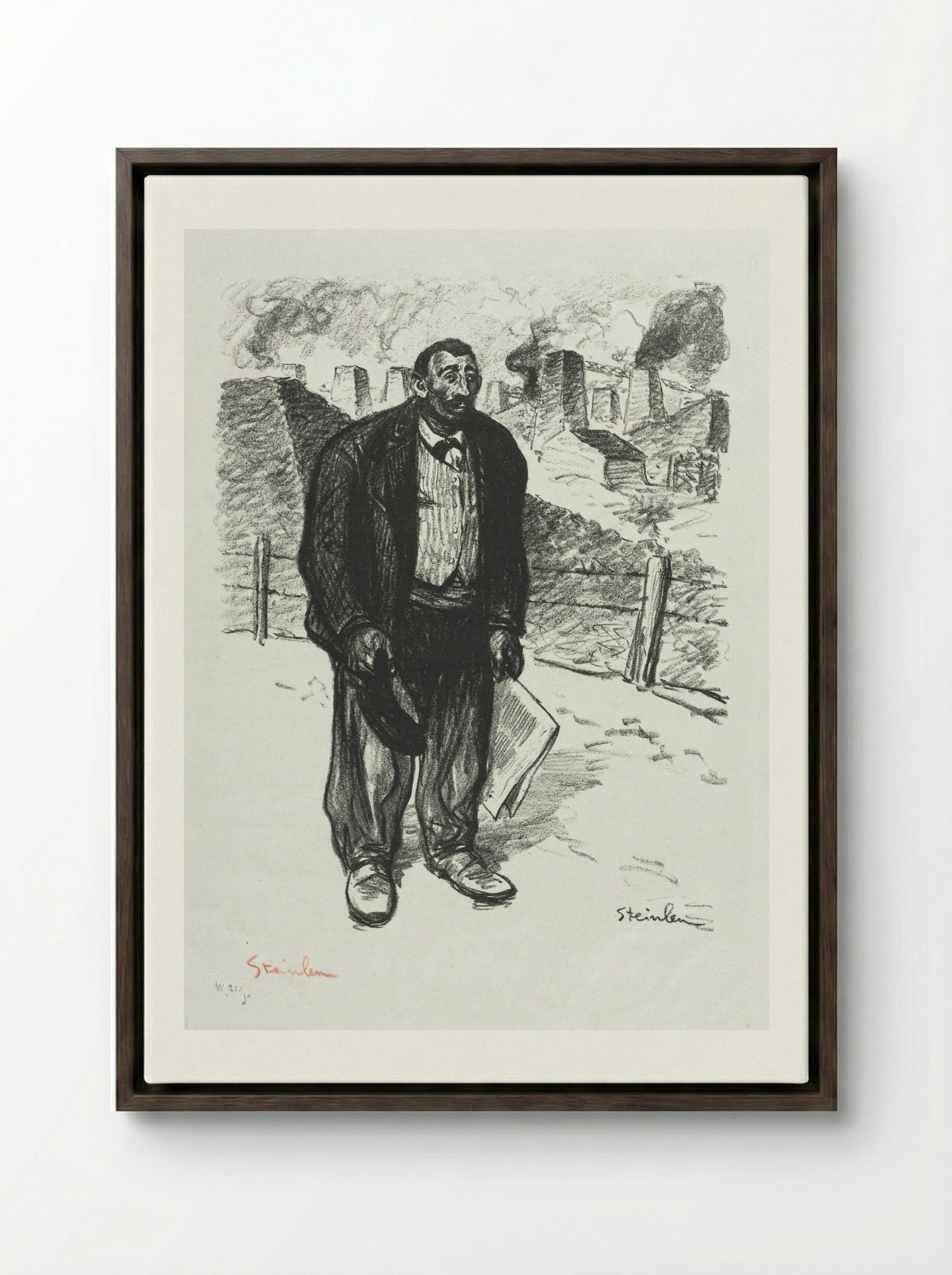 L'Honnête ouvrier - Théophile Alexandre Steinlen - Framed Canvas Dark Wood