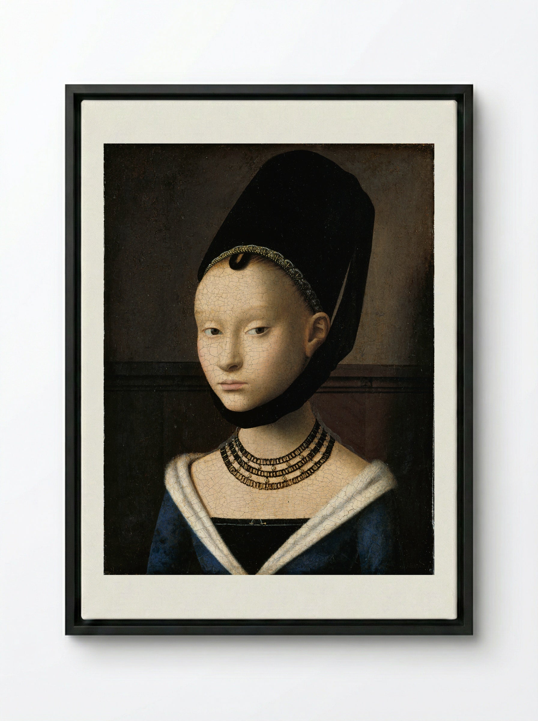 Portrait of a Young Woman - Petrus Christus - Framed Canvas Black