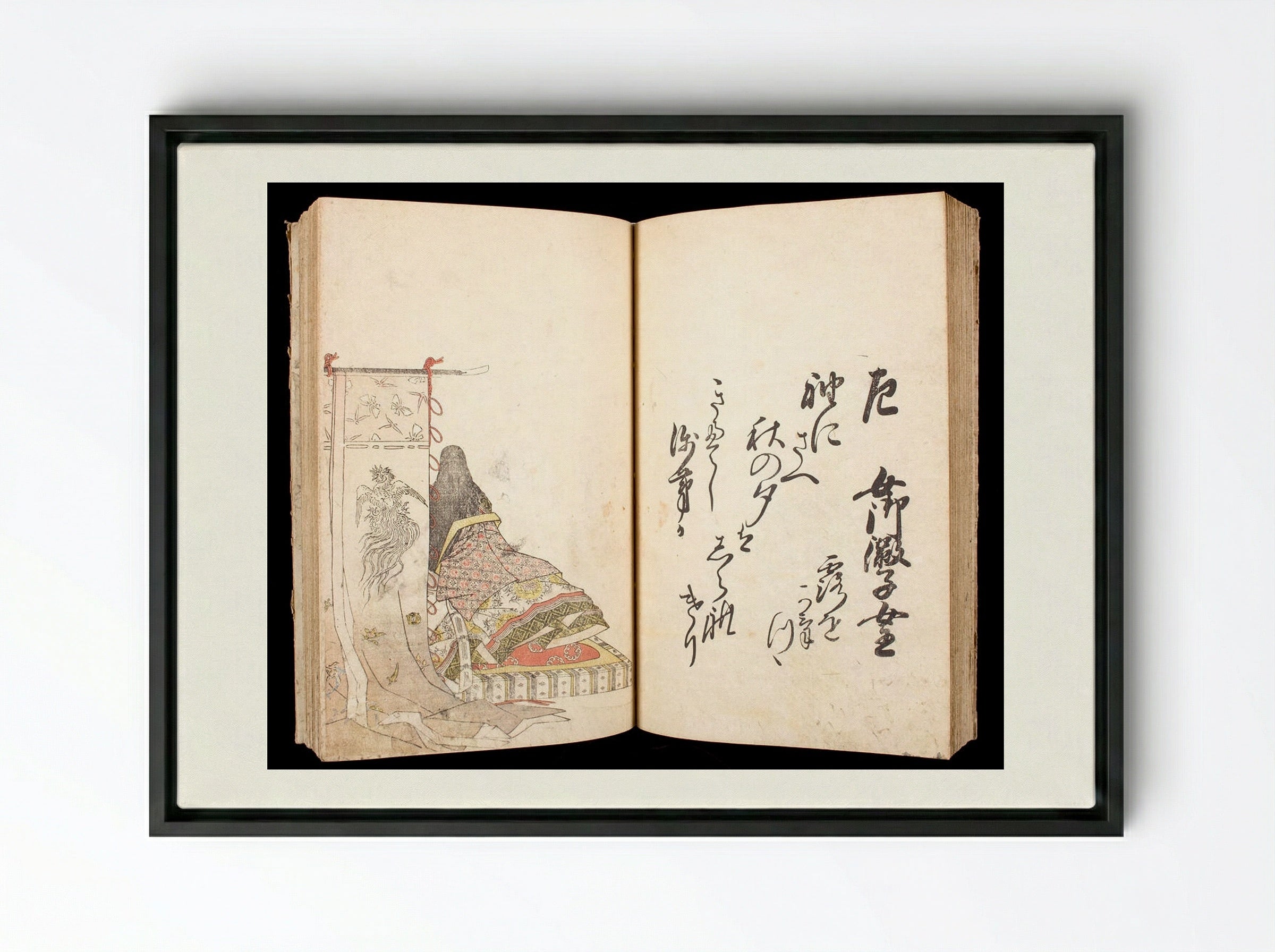 Thirty Six Immortal Poets (Sanjūrokkasen) - Katsukawa Shunshō - Framed Canvas Black
