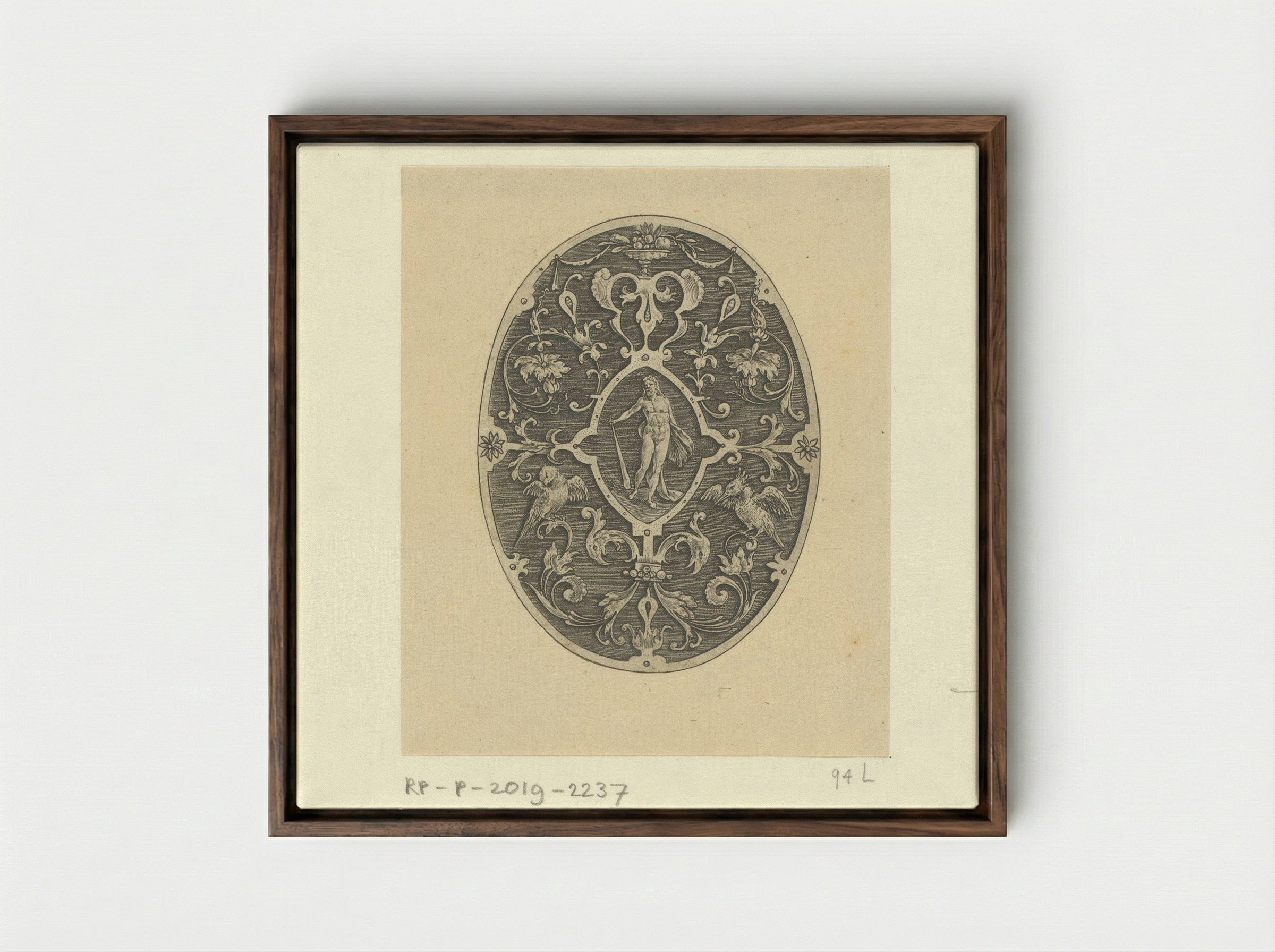 Ovaal met in het midden Hercules - Philips Galle - Framed Canvas Dark Wood