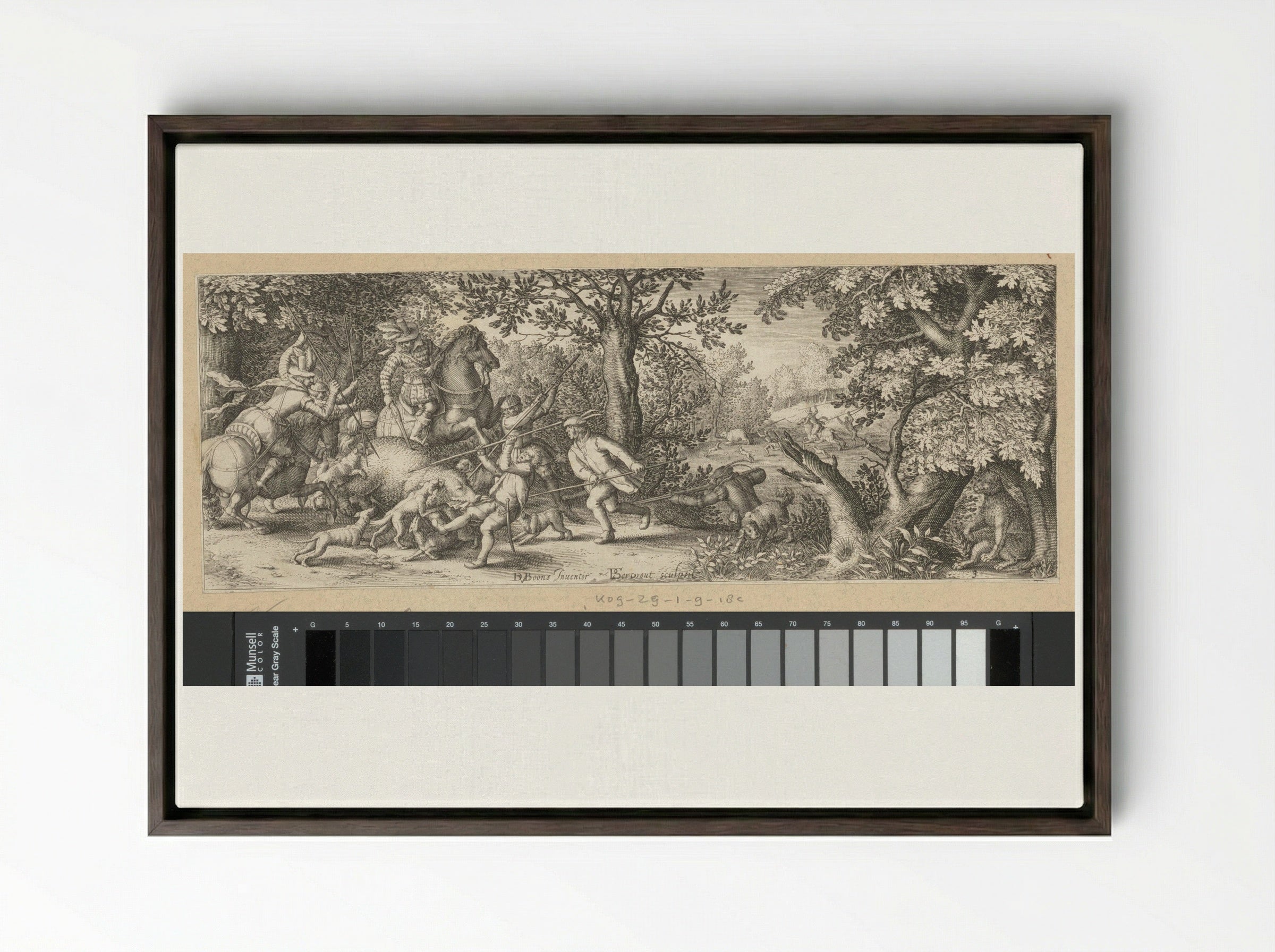 Berenjacht (Bear Hunt) - Claes Jansz. Visscher (II) - Framed Canvas Dark Wood