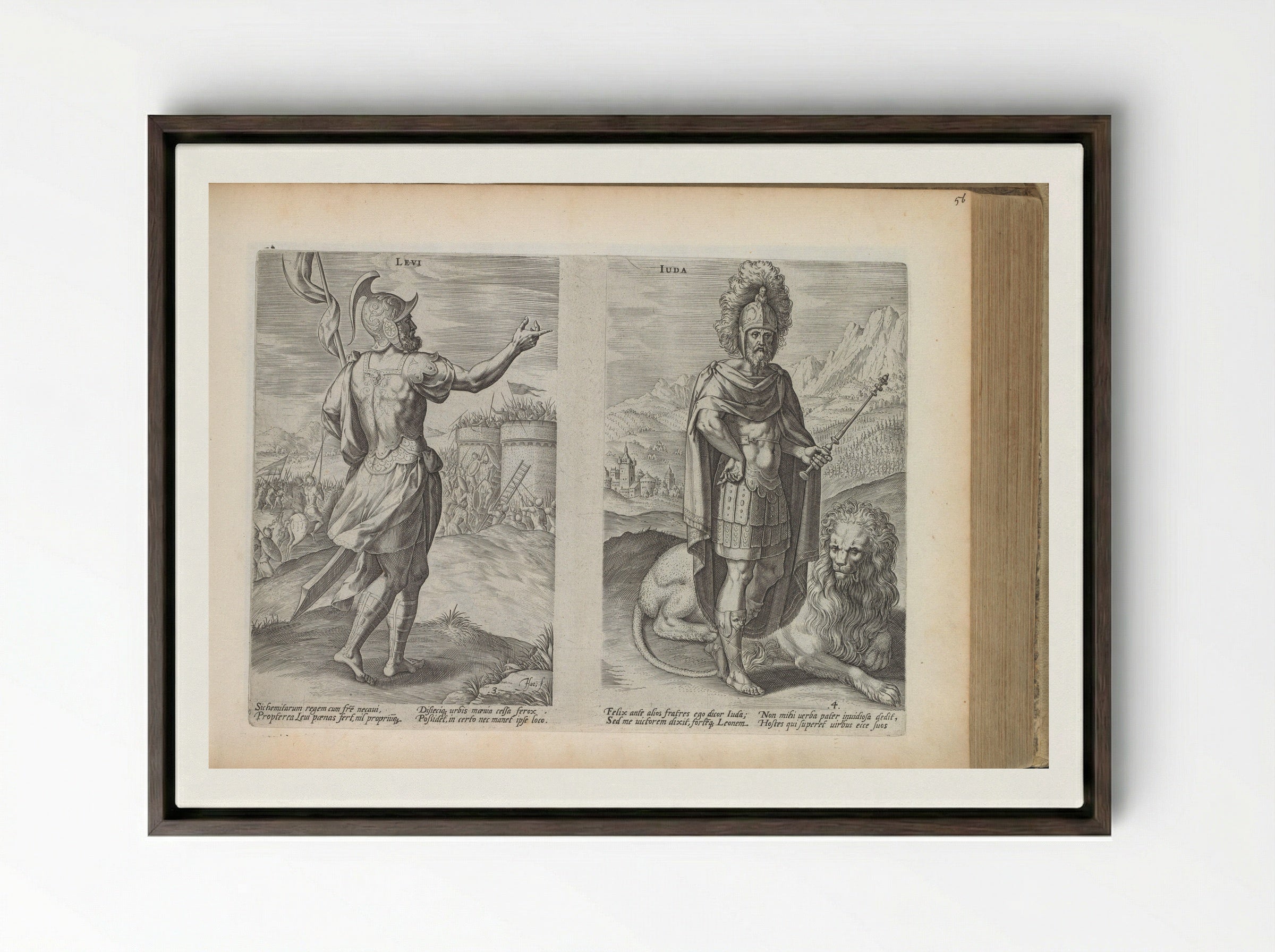 Stamvaders Levi en Juda - Claes Jansz. Visscher (II) - Framed Canvas Dark Wood