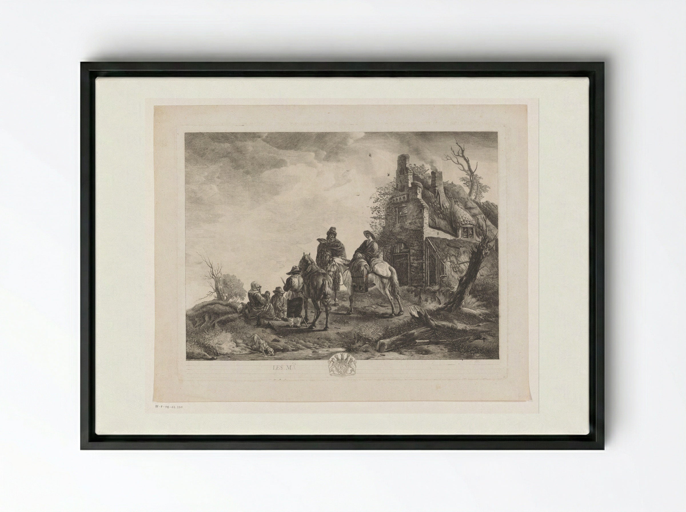 Marskramers voor een huis - Jean Moyreau - Framed Canvas Black
