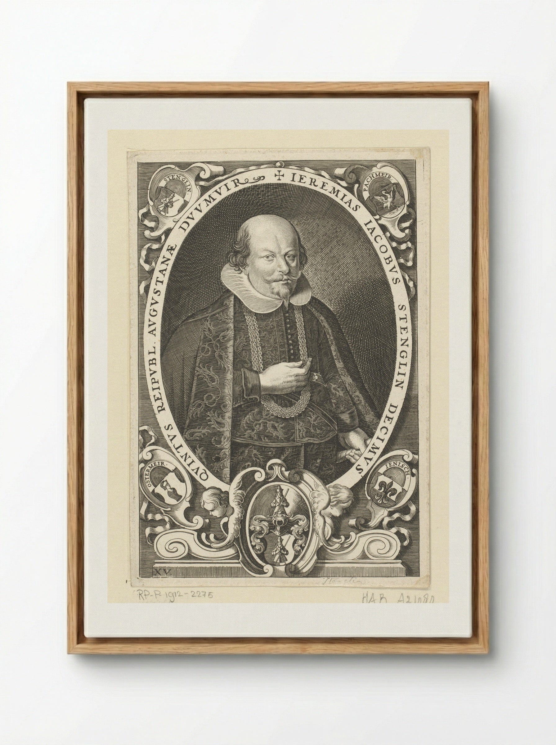 Portret van Jeremias Jacobus Stenglin - Lucas Kilian - Framed Canvas Wood