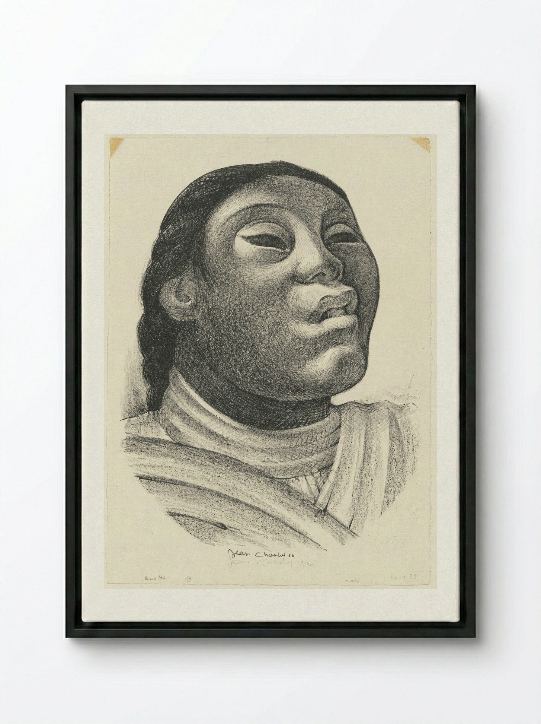 Portrait of a Woman - Jean Charlot - Framed Canvas Black