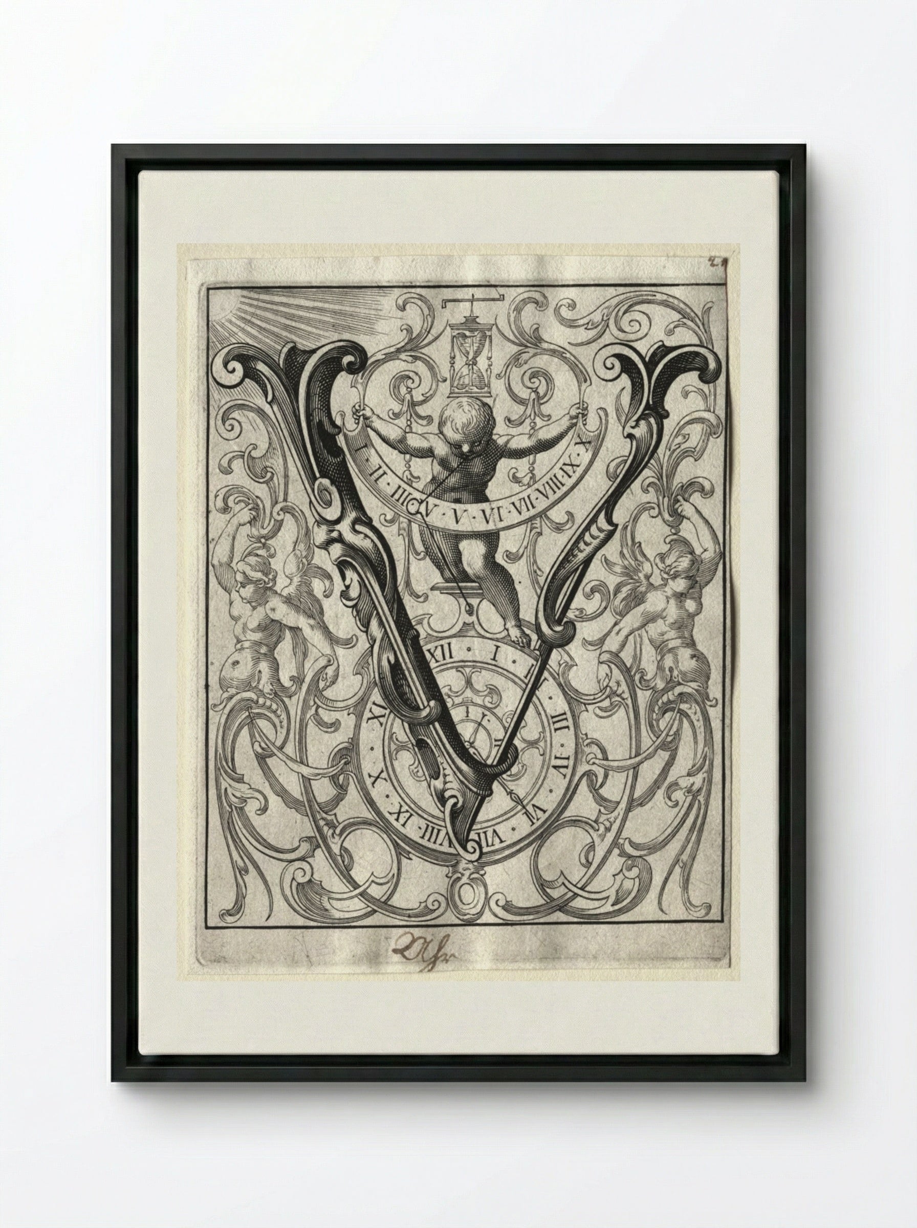 New ABC Booklet: V - Lucas Kilian - Framed Canvas Black