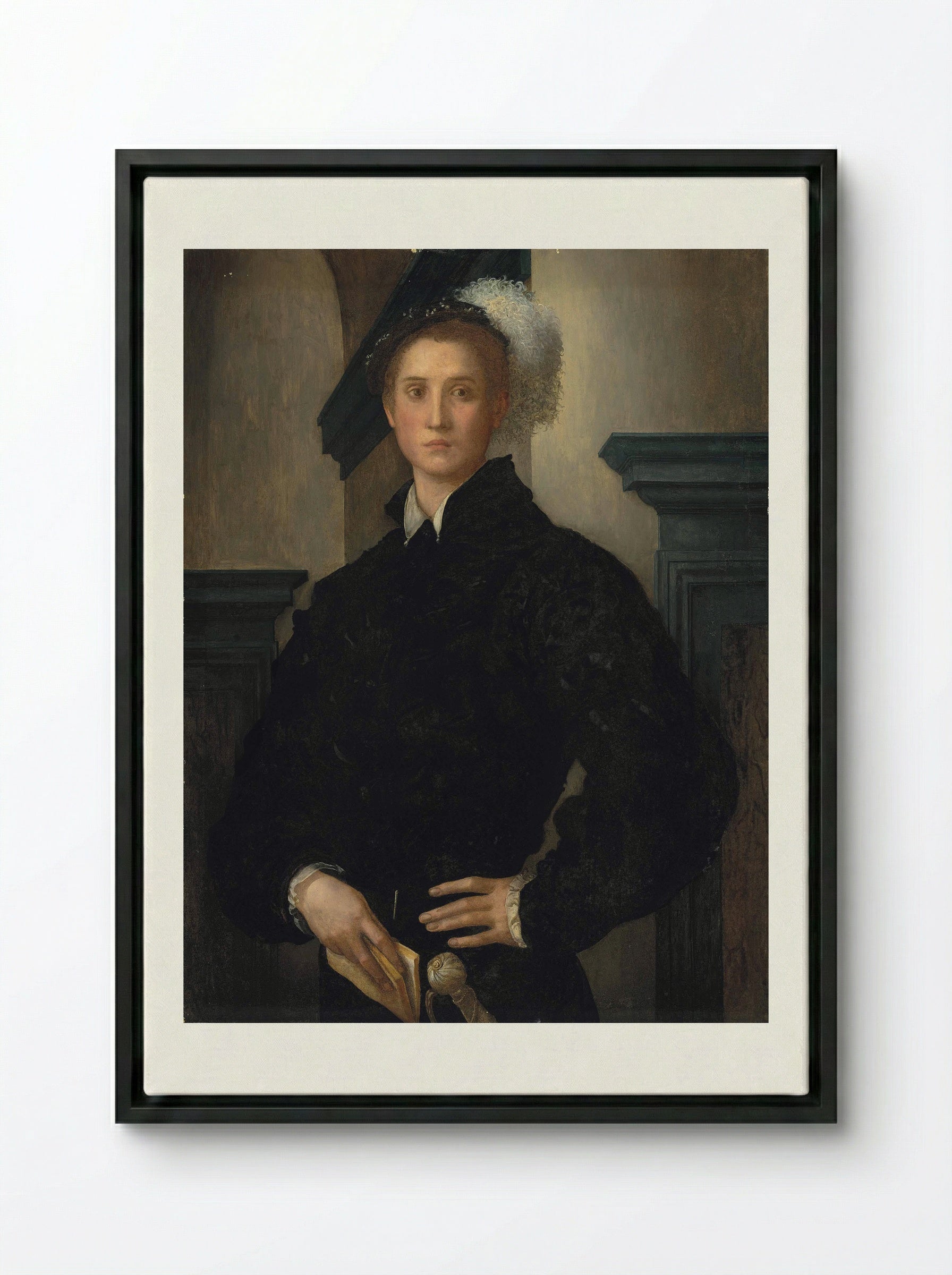 Portrait of Cosimo I de' Medici - Jacopo Pontormo - Framed Canvas Black