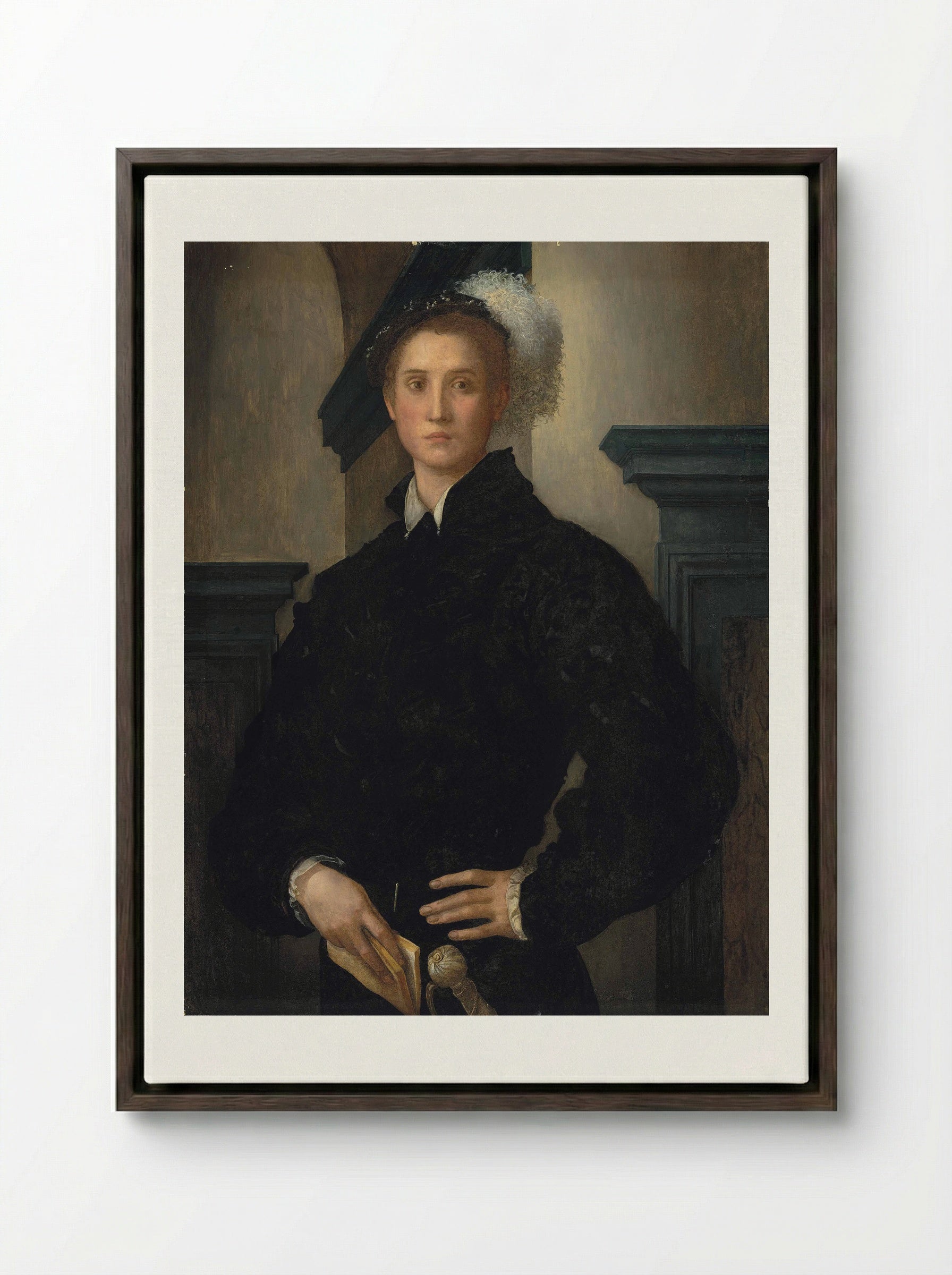 Portrait of Cosimo I de' Medici - Jacopo Pontormo - Framed Canvas Dark Wood