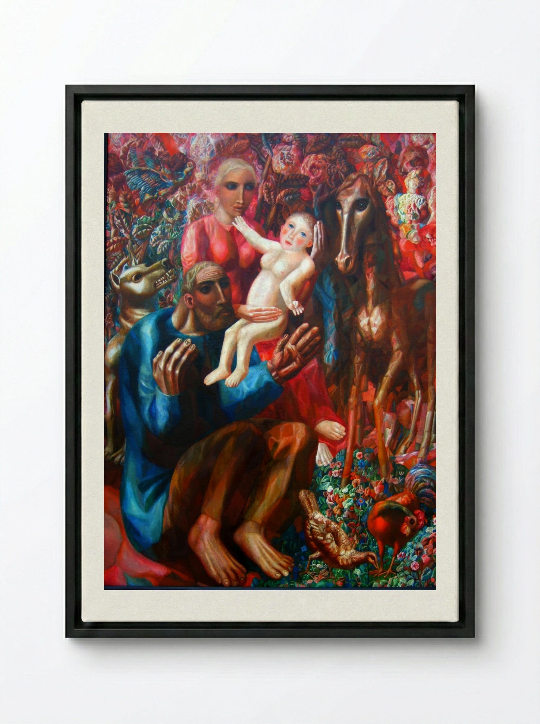 A Peasant Family (The Holy Family) - Pavel Filonov - Framed Canvas Black