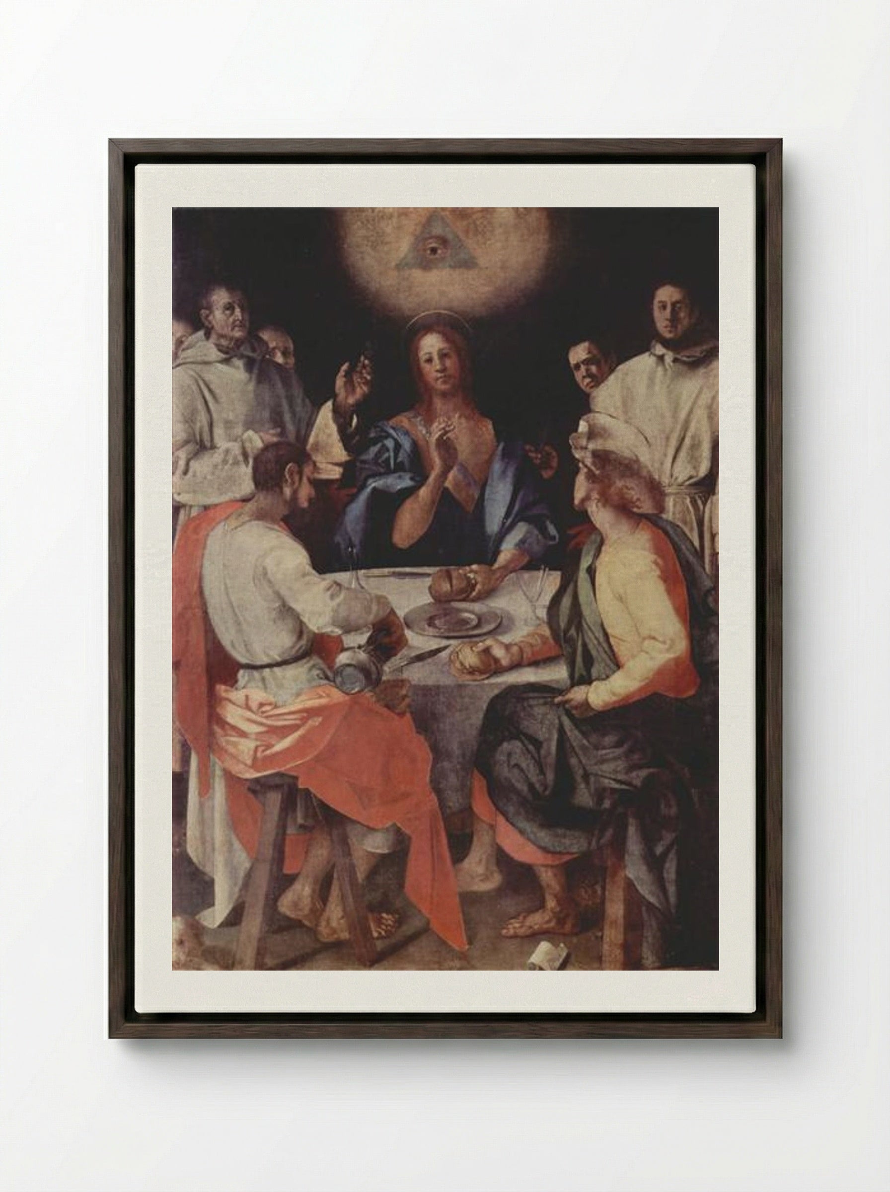 Supper at Emmaus - Jacopo Pontormo - Framed Canvas Dark Wood