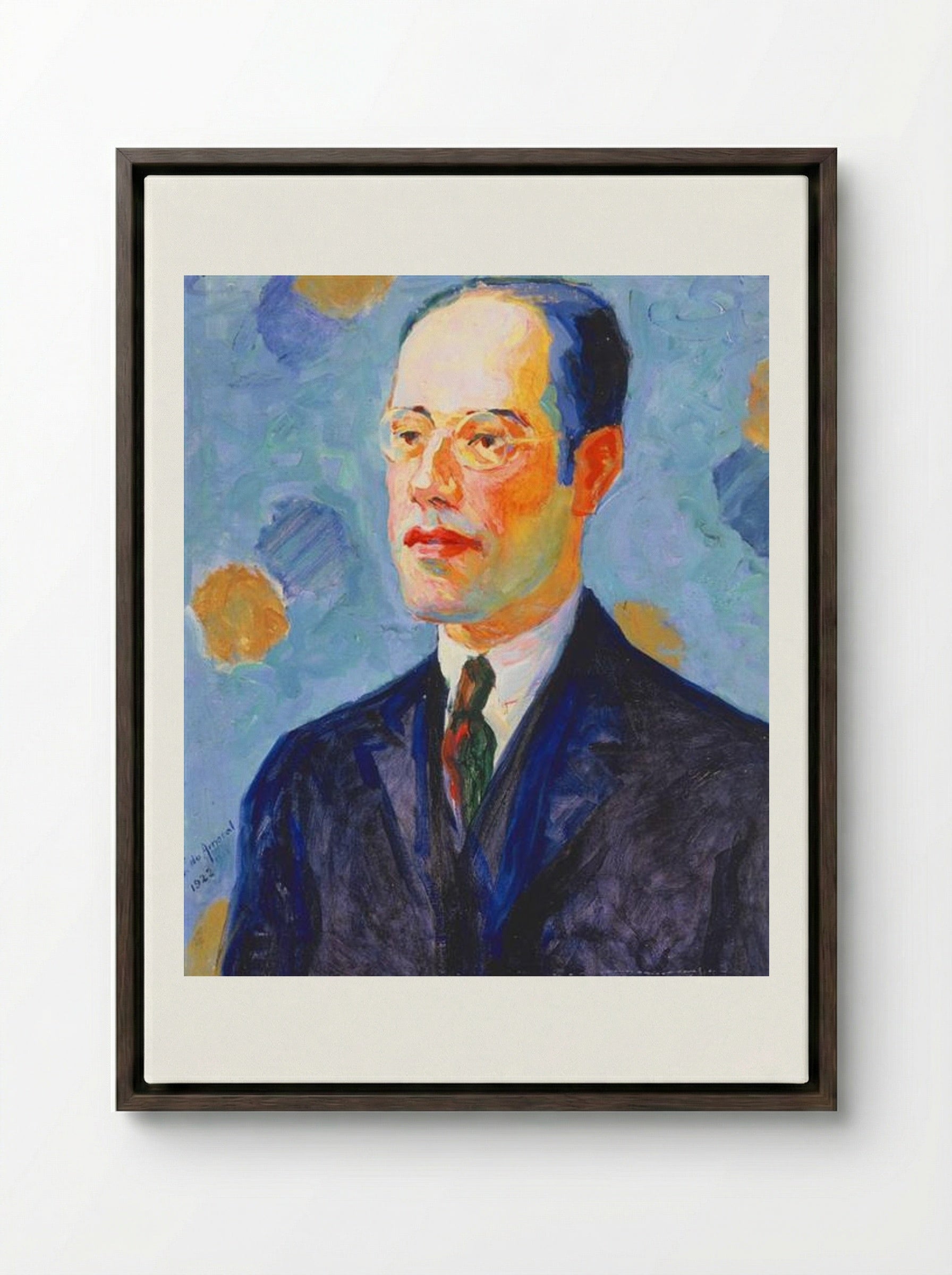 Portrait of Mário de Andrade - Tarsila do Amaral - Framed Canvas Dark Wood