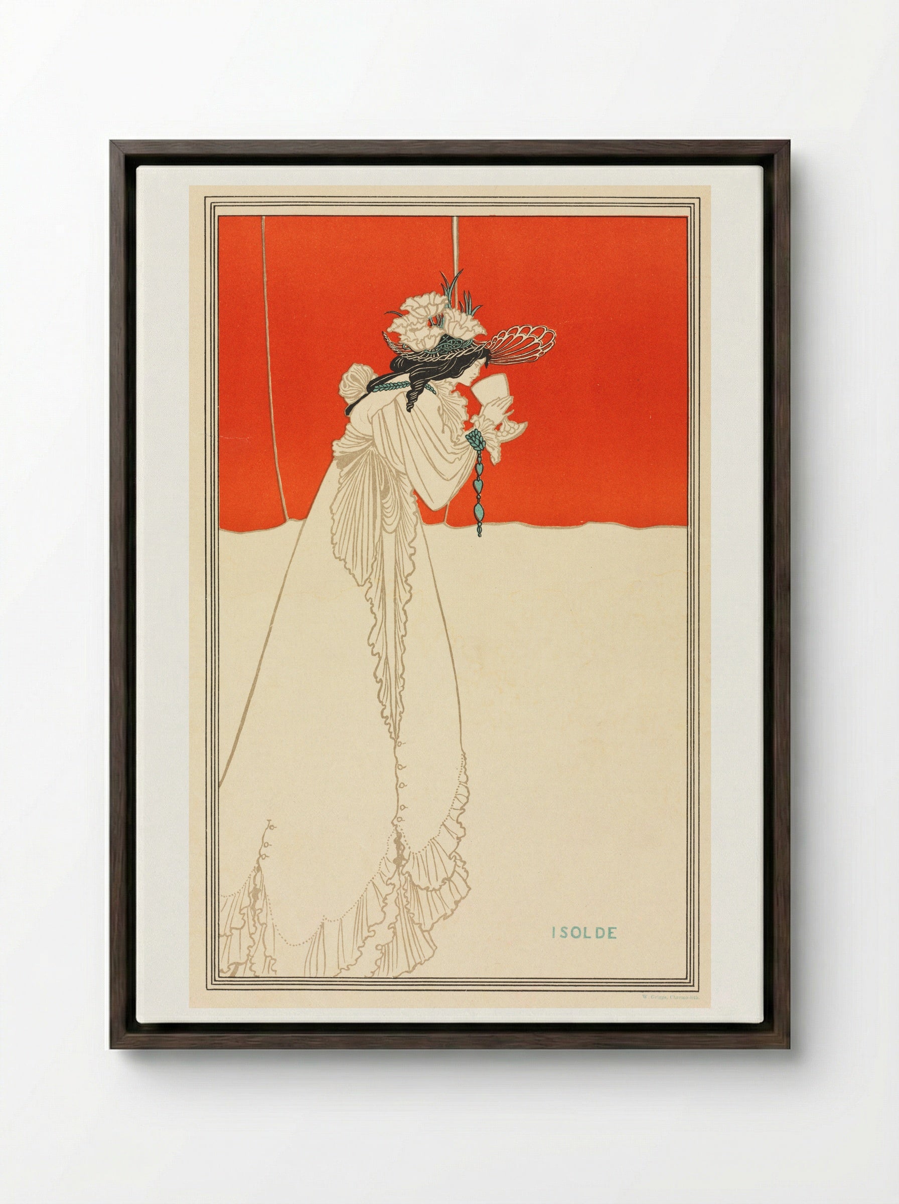 Isolde - Aubrey Beardsley - Framed Canvas Dark Wood