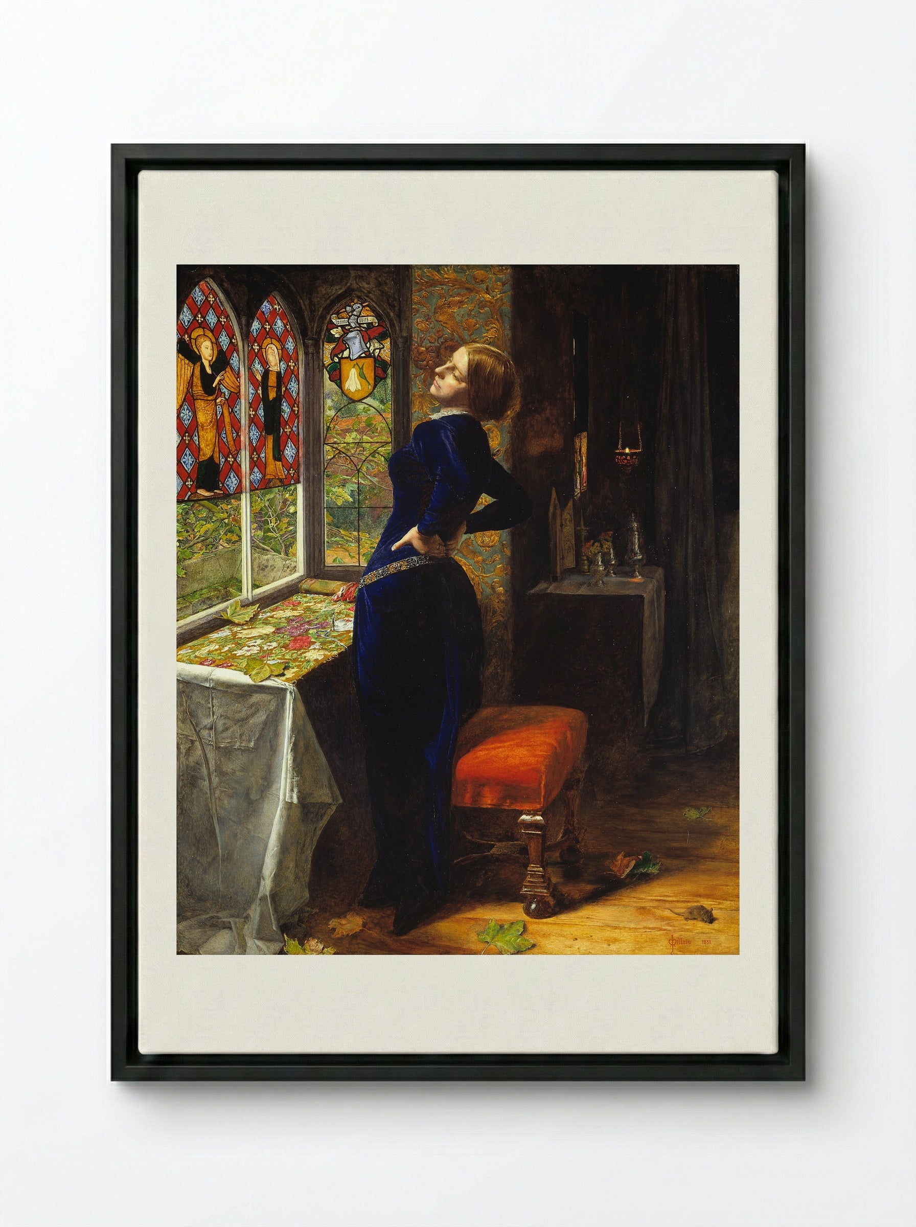 Mariana - John Everett Millais - Framed Canvas Black