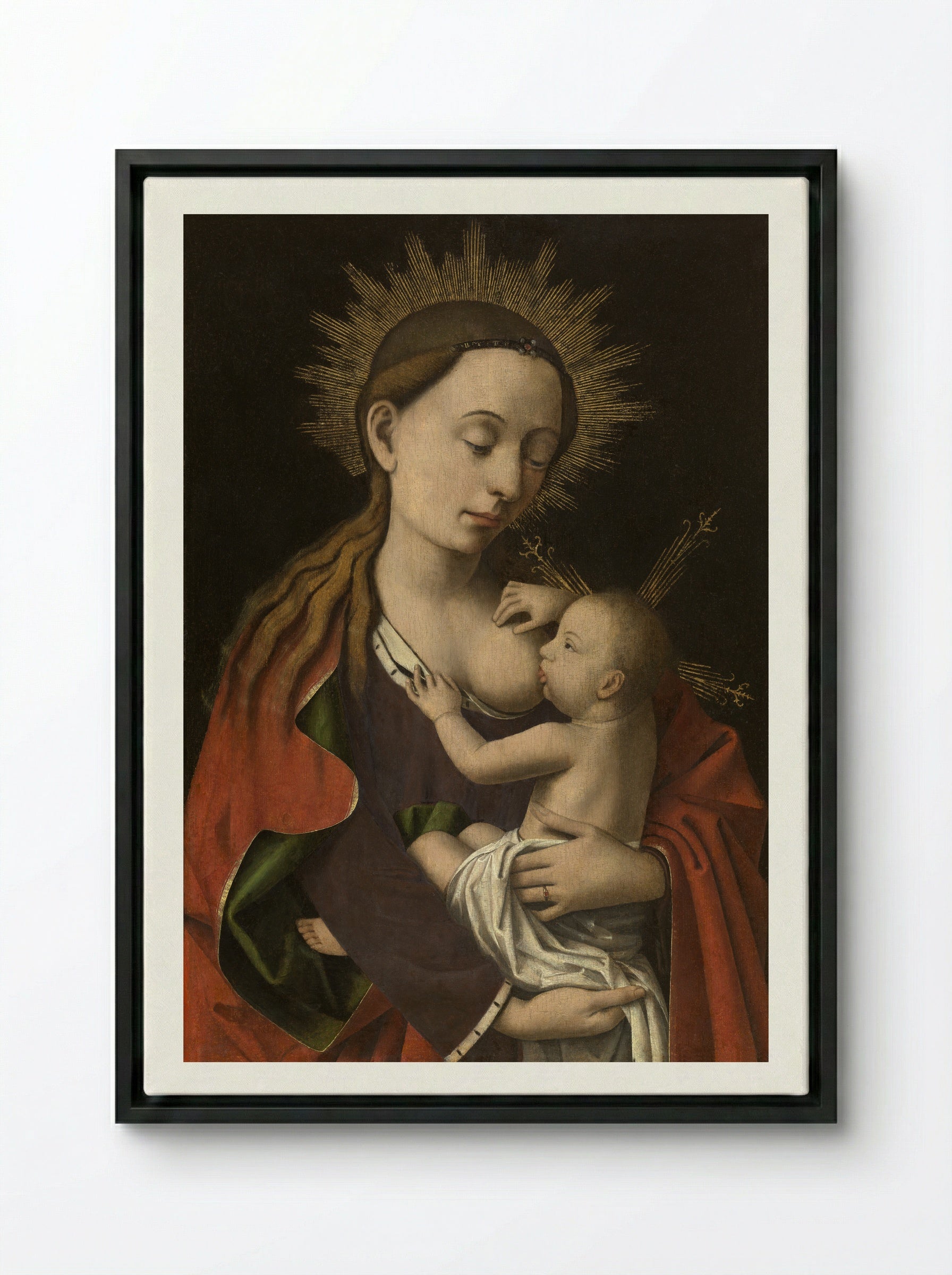 Madonna Nursing the Child - Petrus Christus - Framed Canvas Black