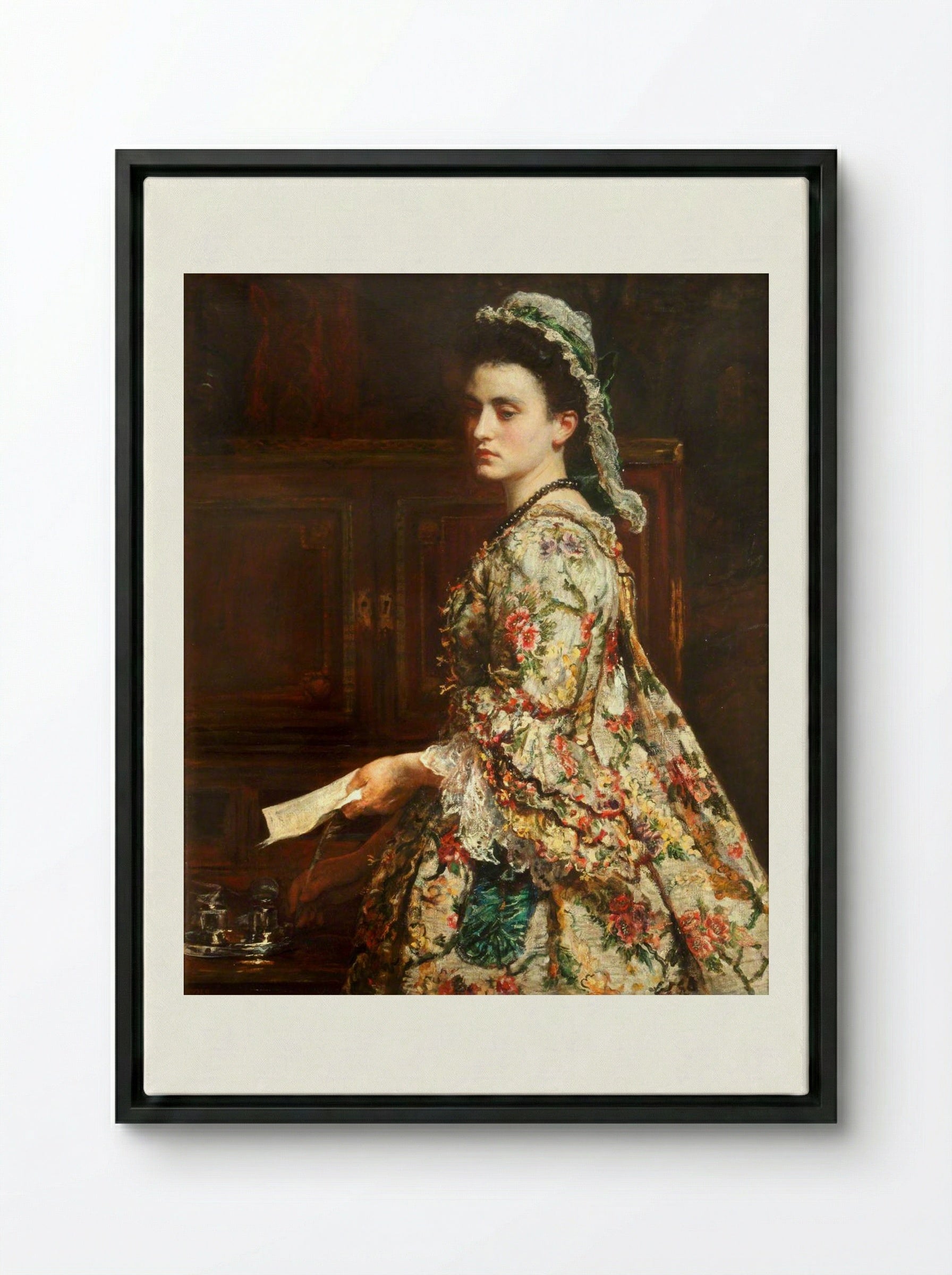 Vanessa - John Everett Millais - Framed Canvas Black