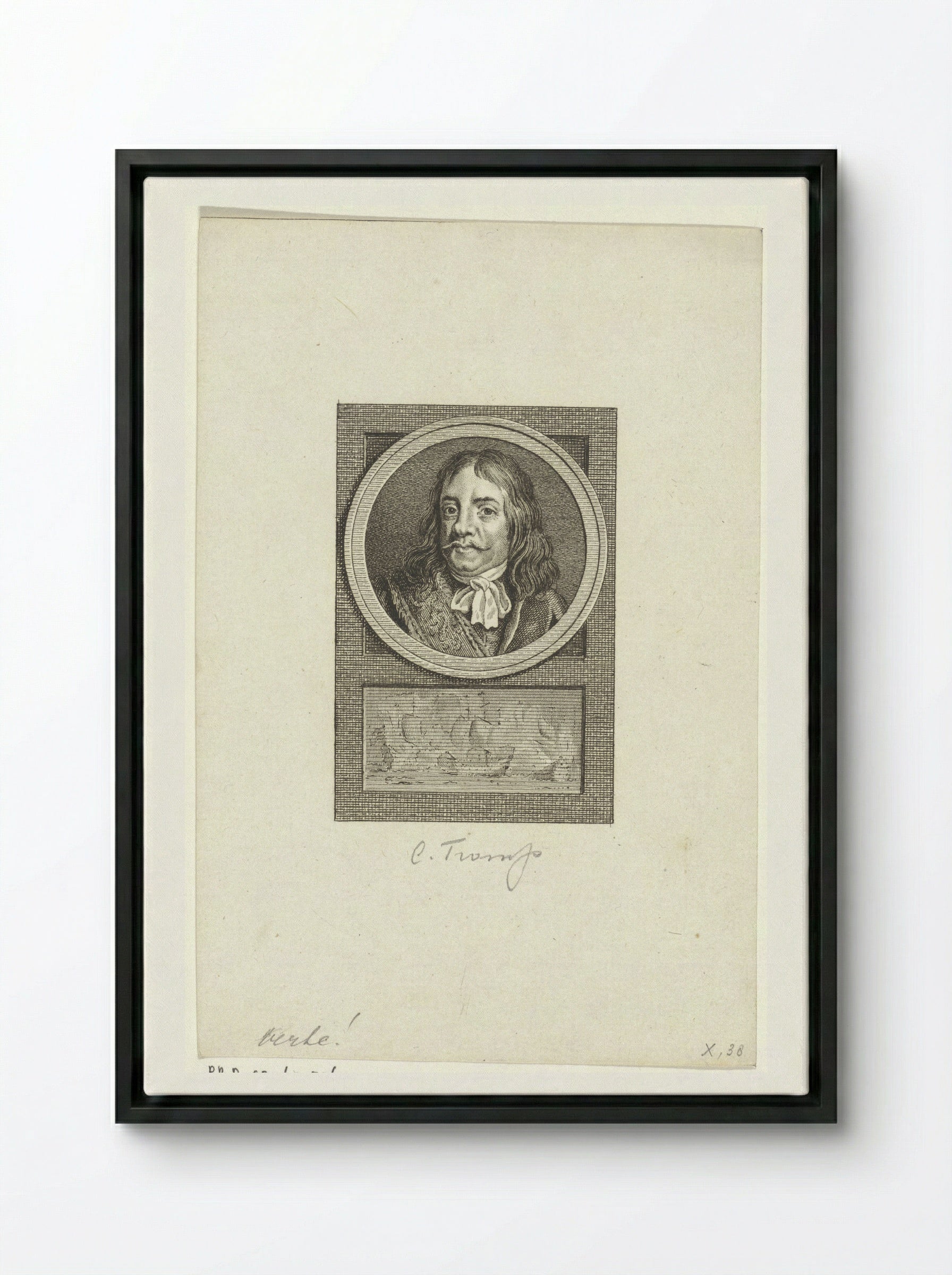 Portret van Cornelis Tromp - Reinier Vinkeles - Framed Canvas Black