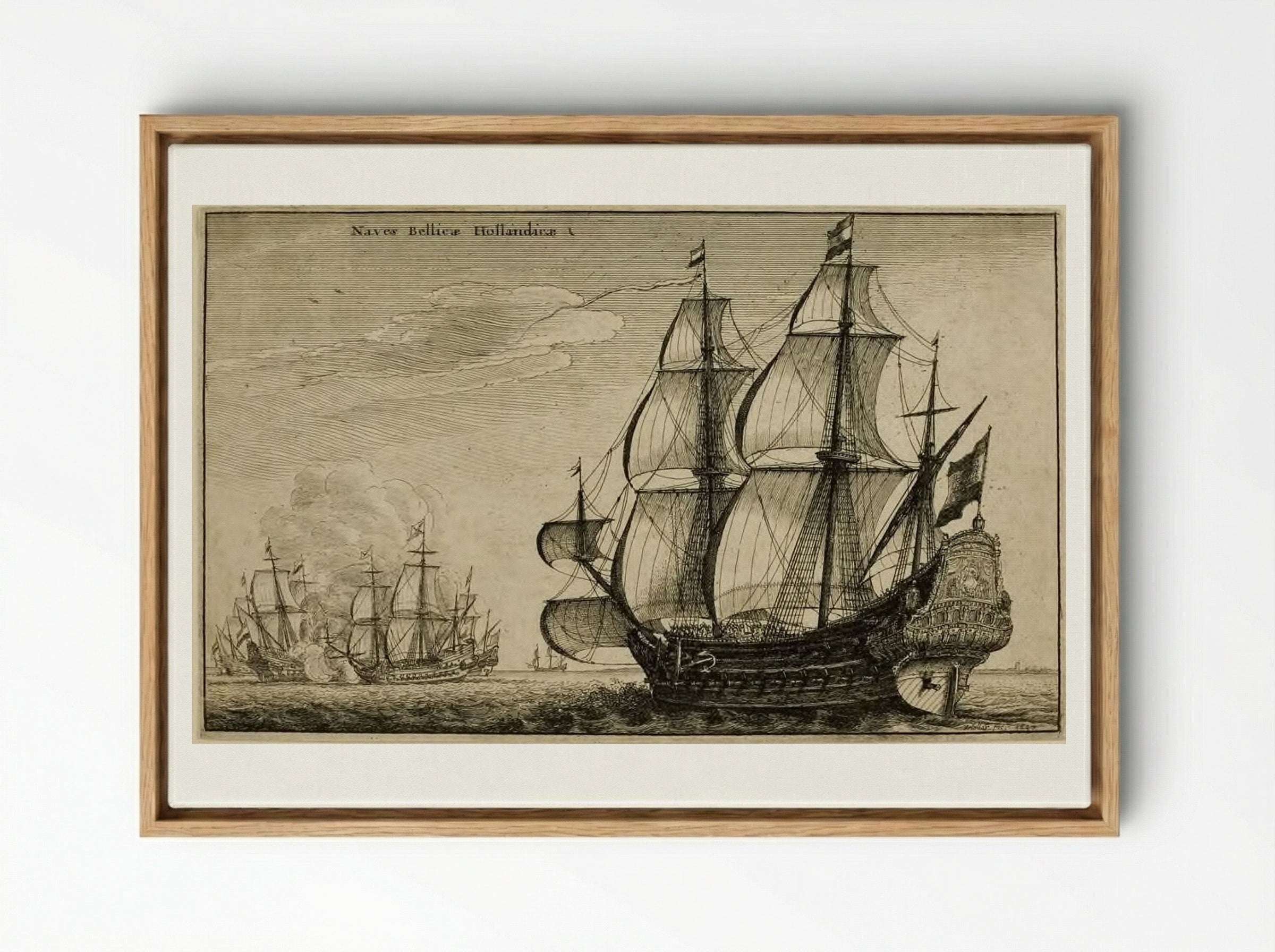 Dutch Warships - Wenceslaus Hollar - Framed Canvas Wood