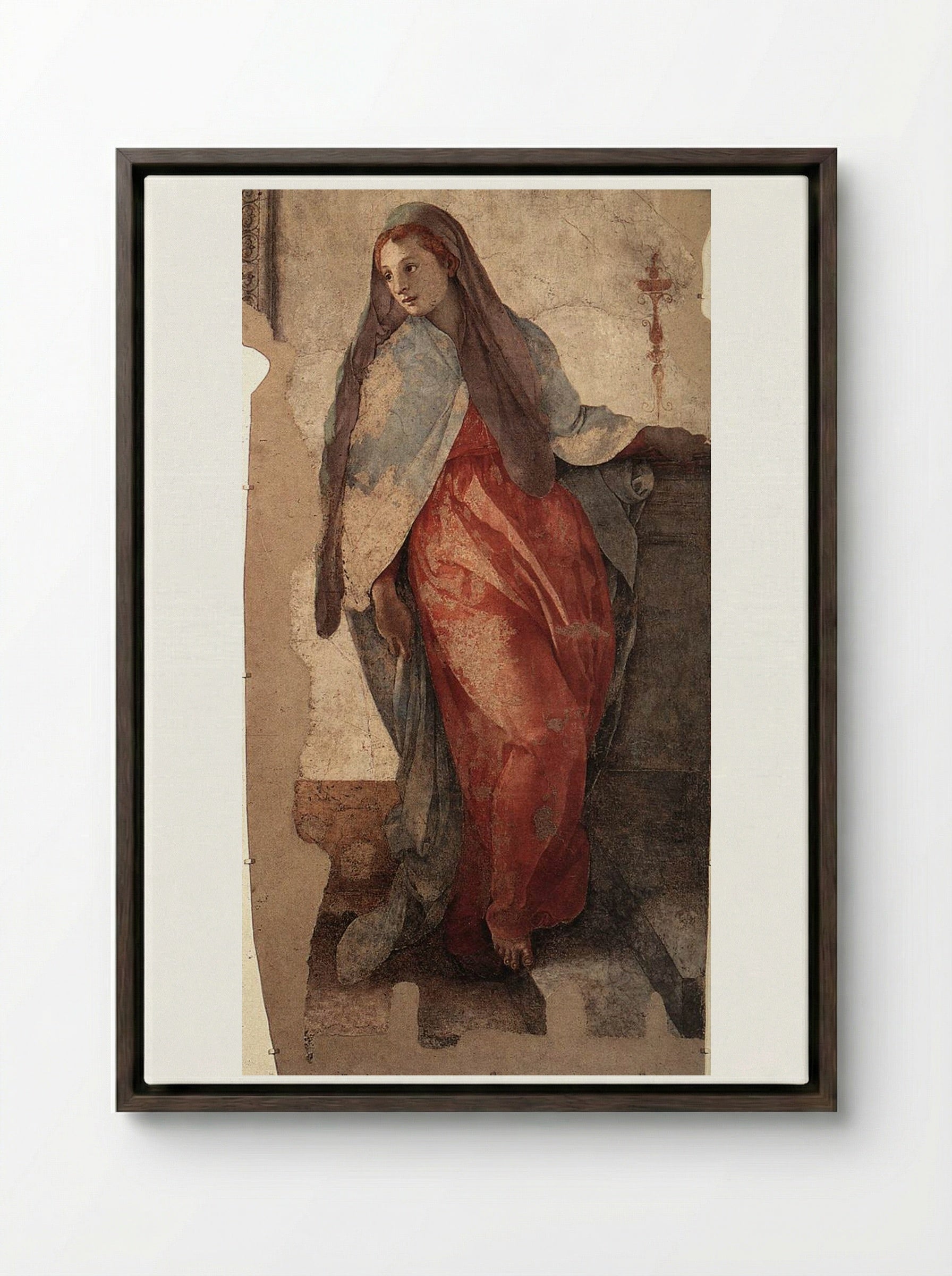 Annunciation - Jacopo Pontormo - Framed Canvas Dark Wood