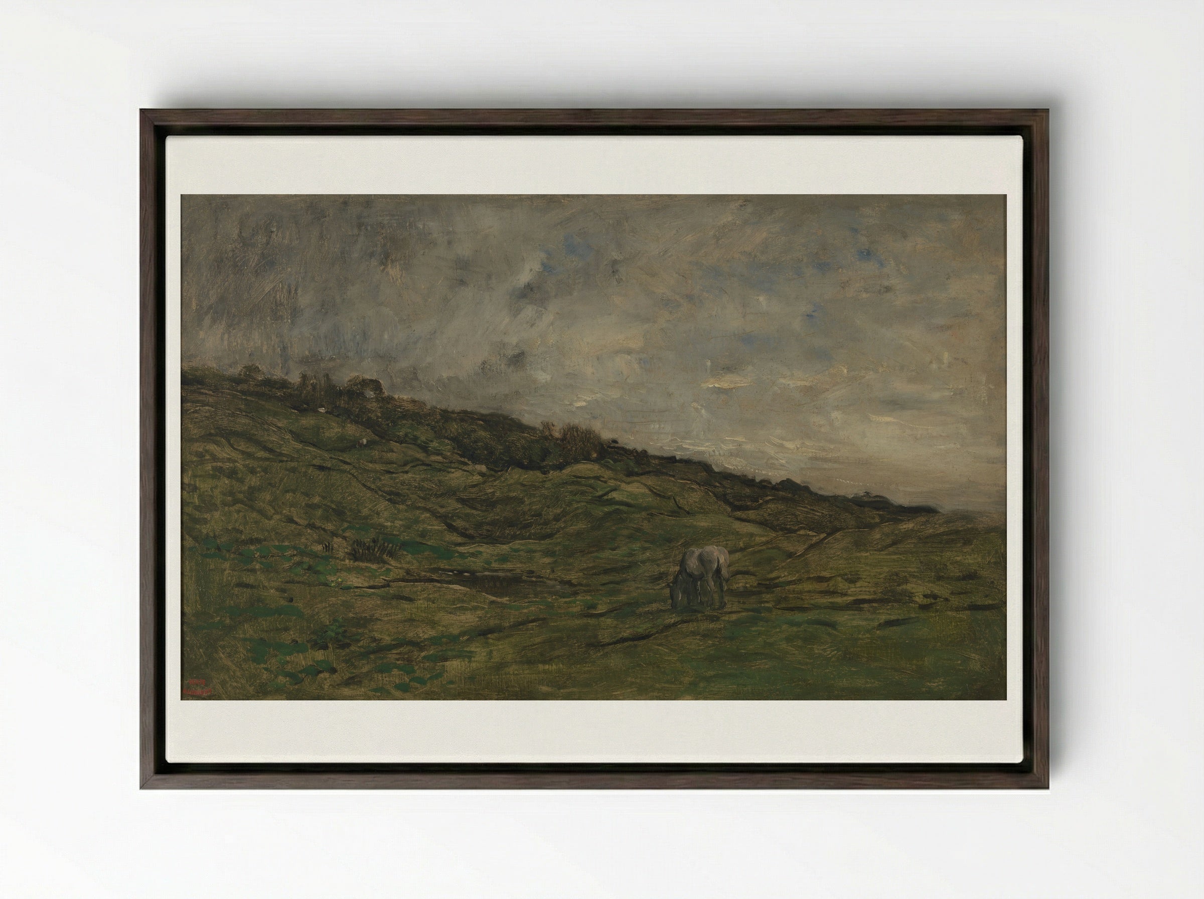 Landscape near Villerville - Charles-François Daubigny - Framed Canvas Dark Wood
