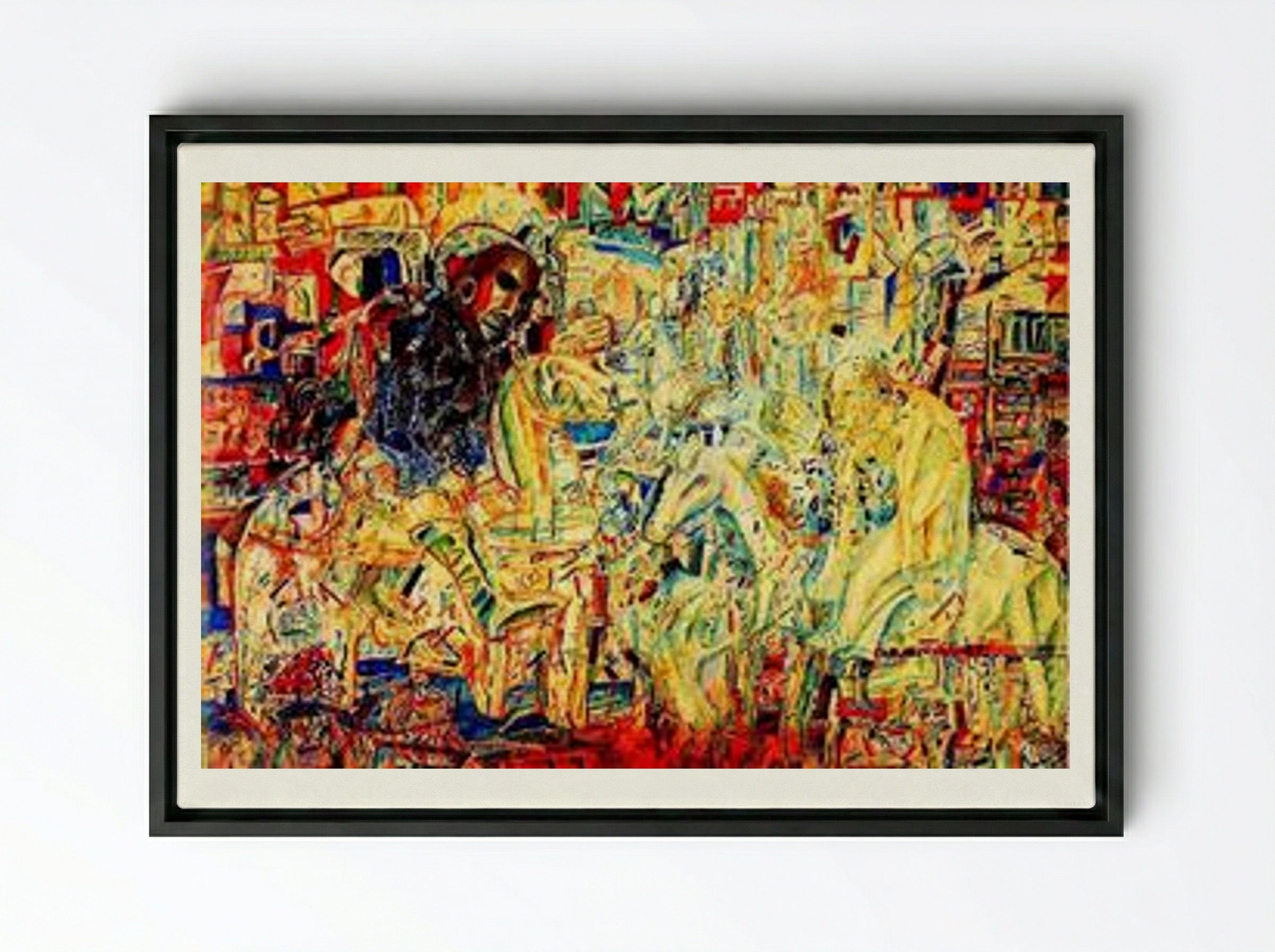 Horsemen - Pavel Filonov - Framed Canvas Black