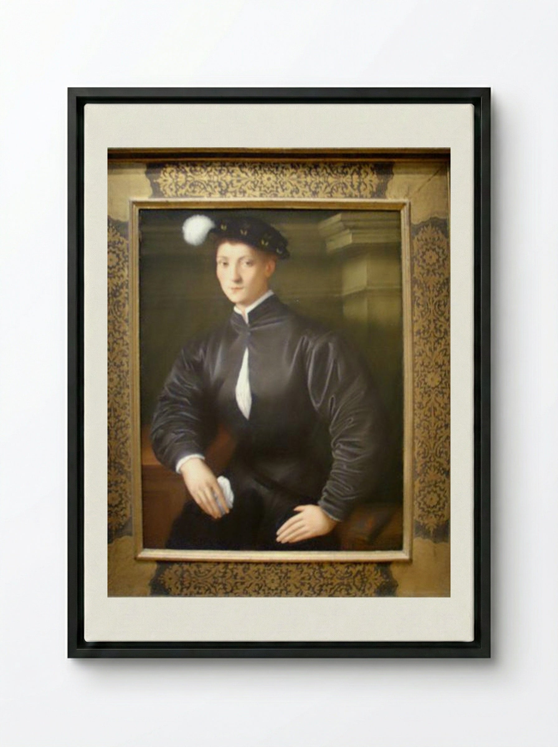 Portrait of Ugolino Martelli - Jacopo Pontormo - Framed Canvas Black