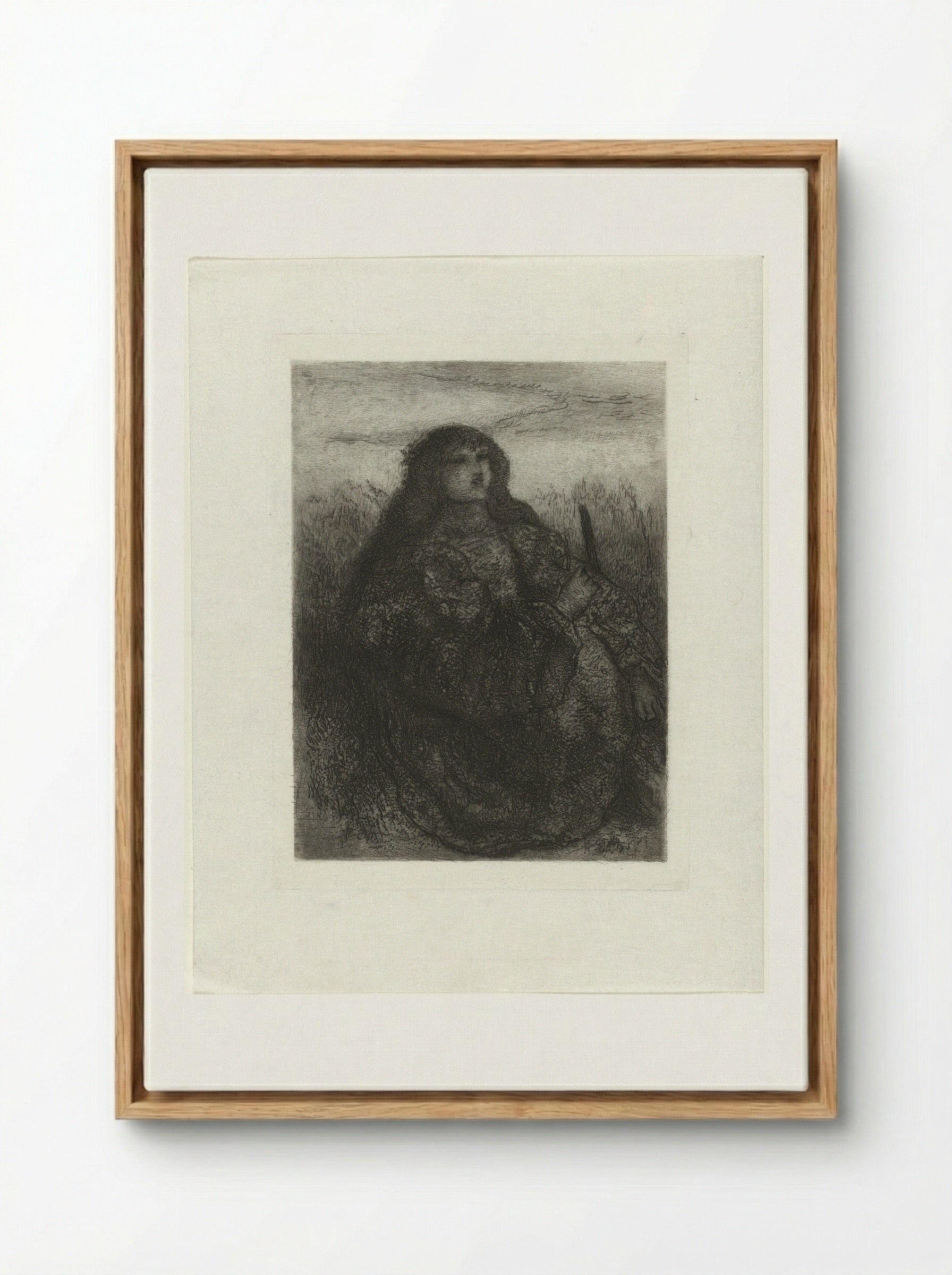 Vrouw in een landschap - Matthijs Maris - Framed Canvas Wood